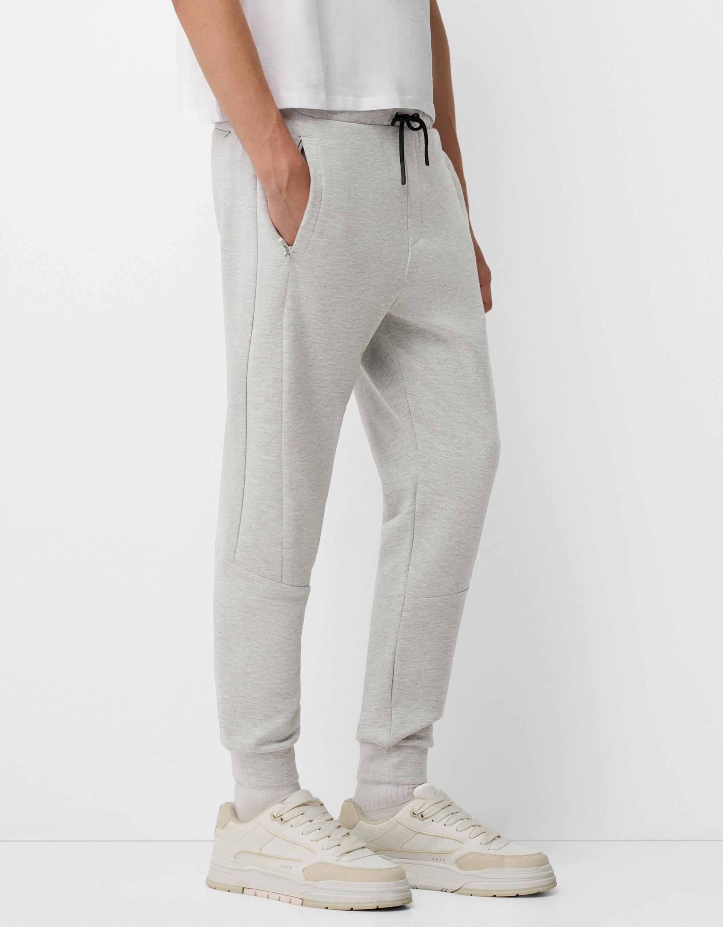 Bershka Joggerhose Aus Plüsch Herren Xl Grau