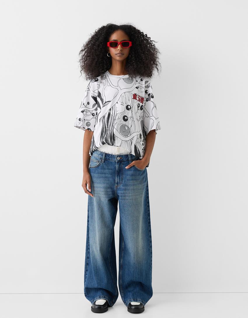 T-shirt manches courtes boxy fit imprimé Junji Ito Collection-Noir-4