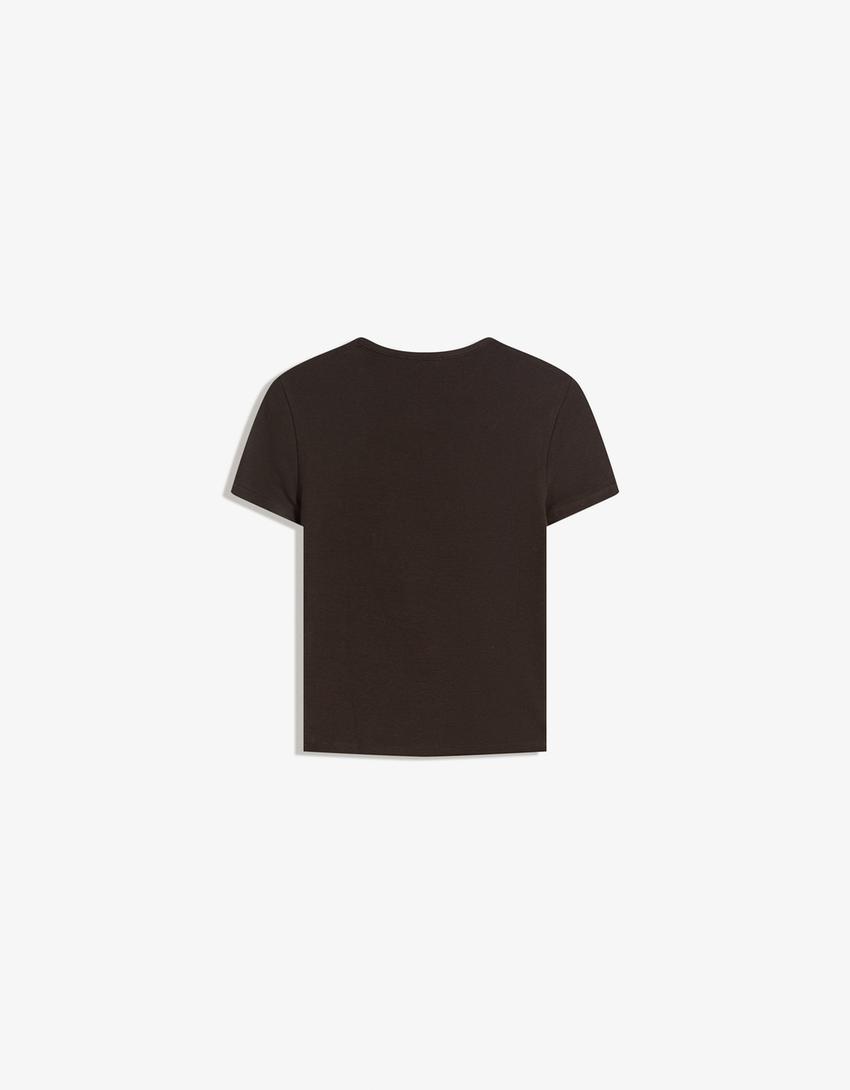Camiseta manga corta print-Marrón