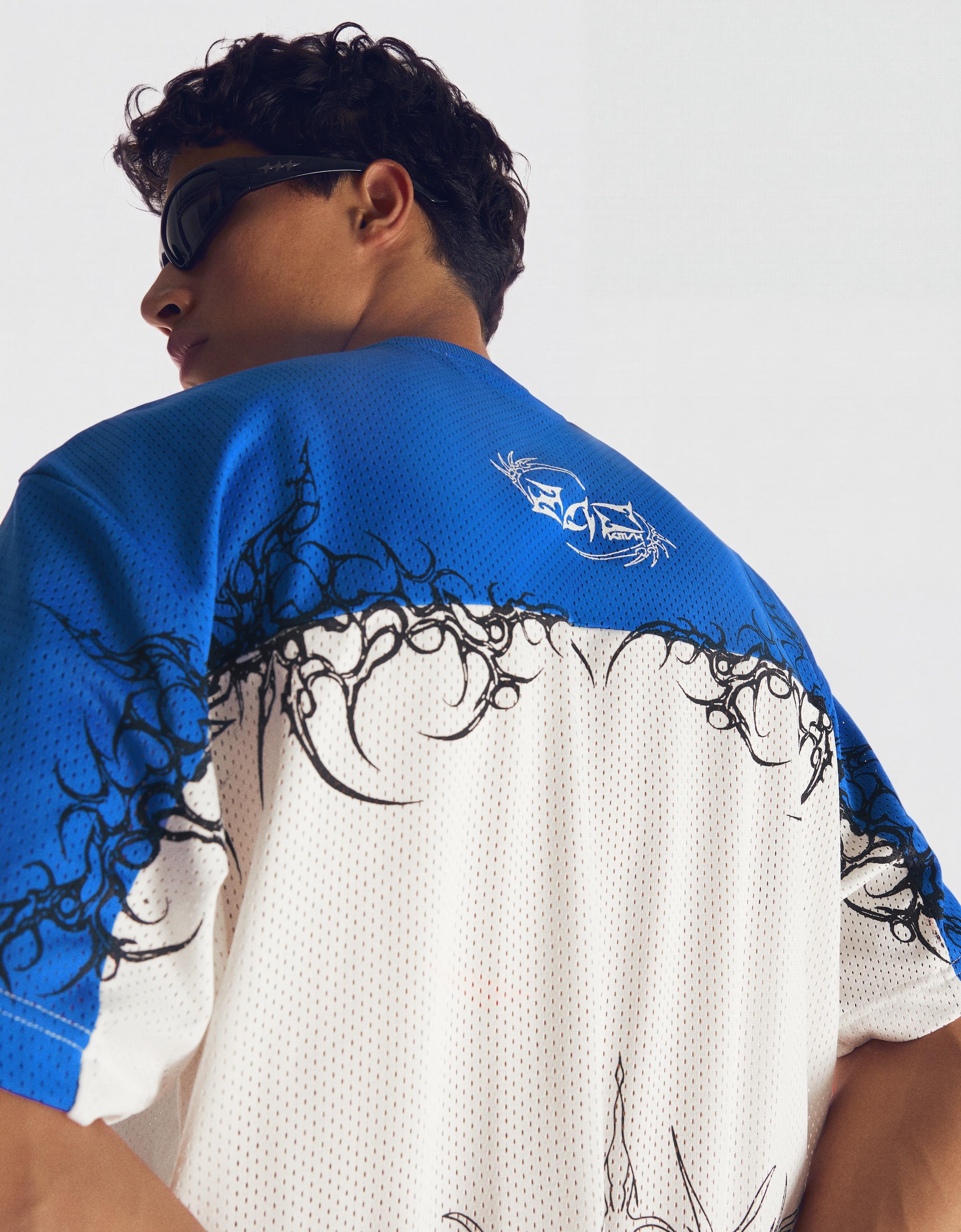 ADRIÁN MILLS short sleeve mesh T-shirt — Blue