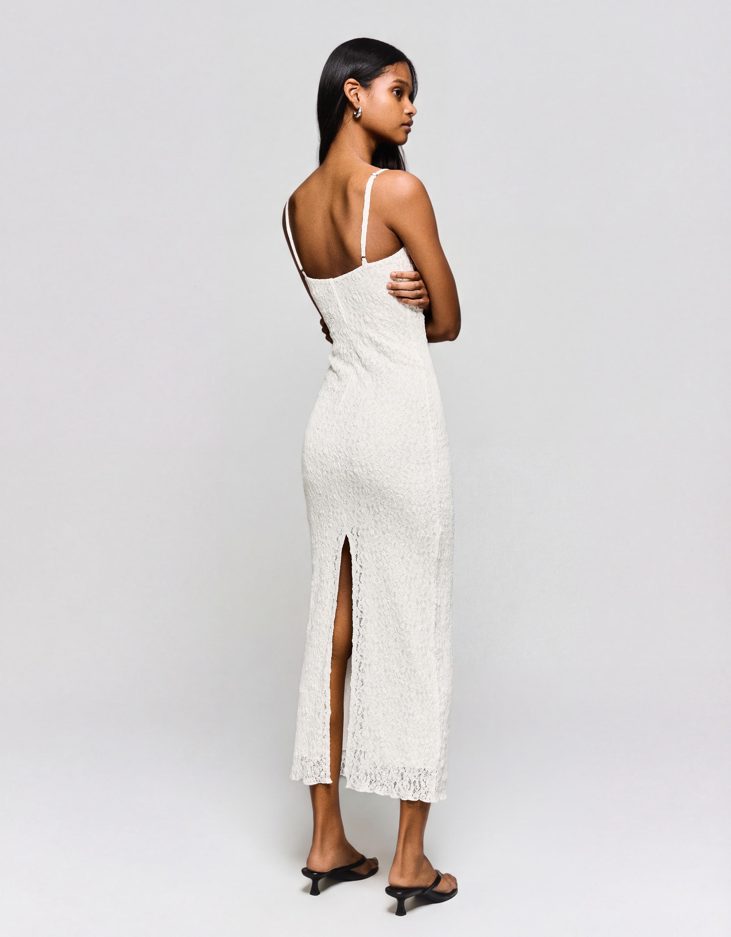 Dantelli askılı midi elbise - Görsel 50