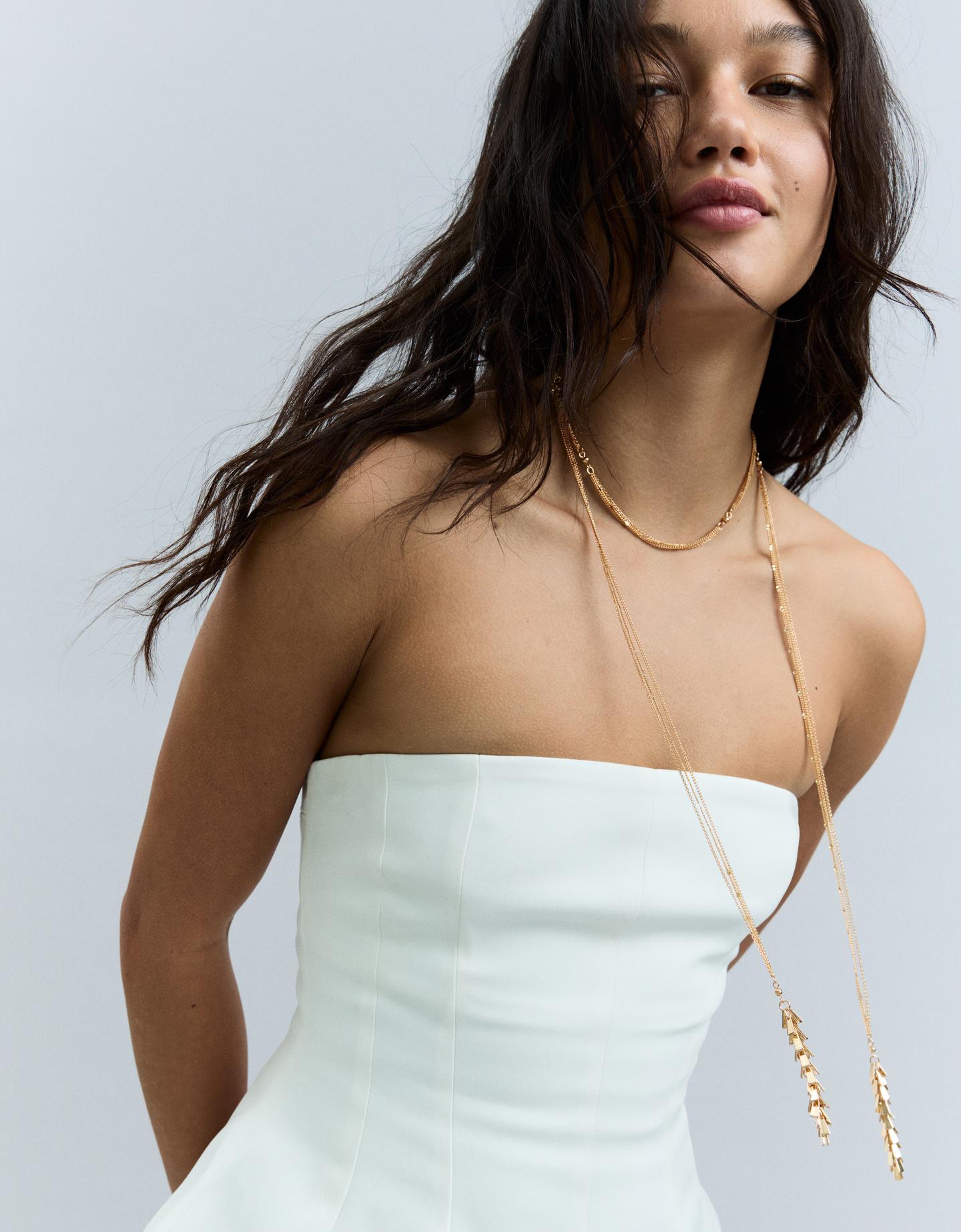 Bershka Extra Long Chain Necklace In Gold