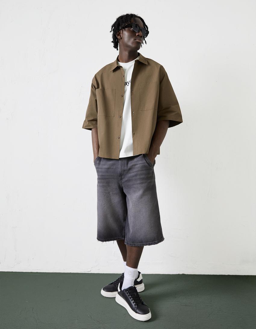 حذاء رياضي رجالي سميك بنقشة طبعة حيوانية-أسود-1