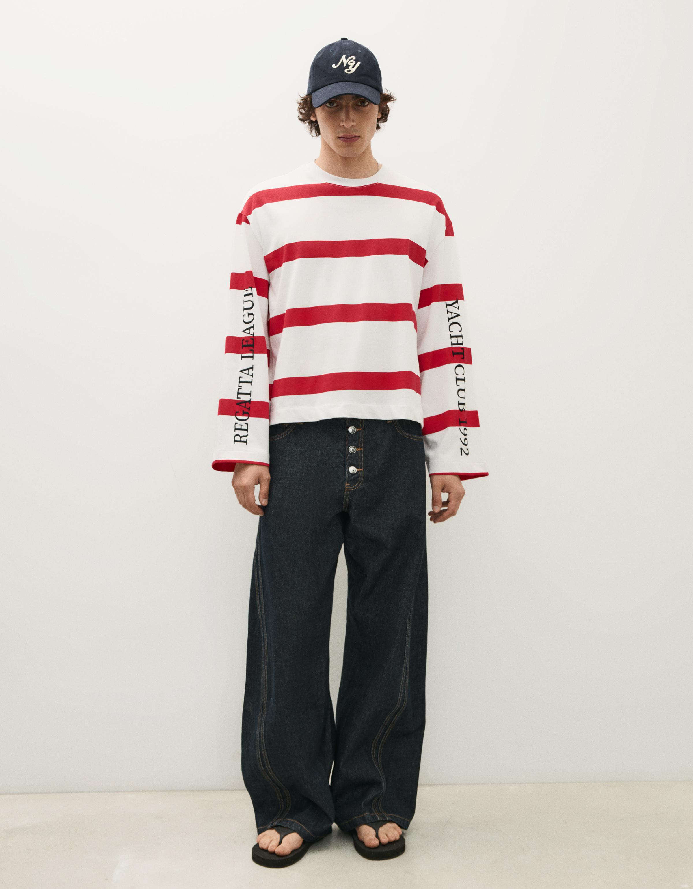 Long sleeve print T-shirt — Red