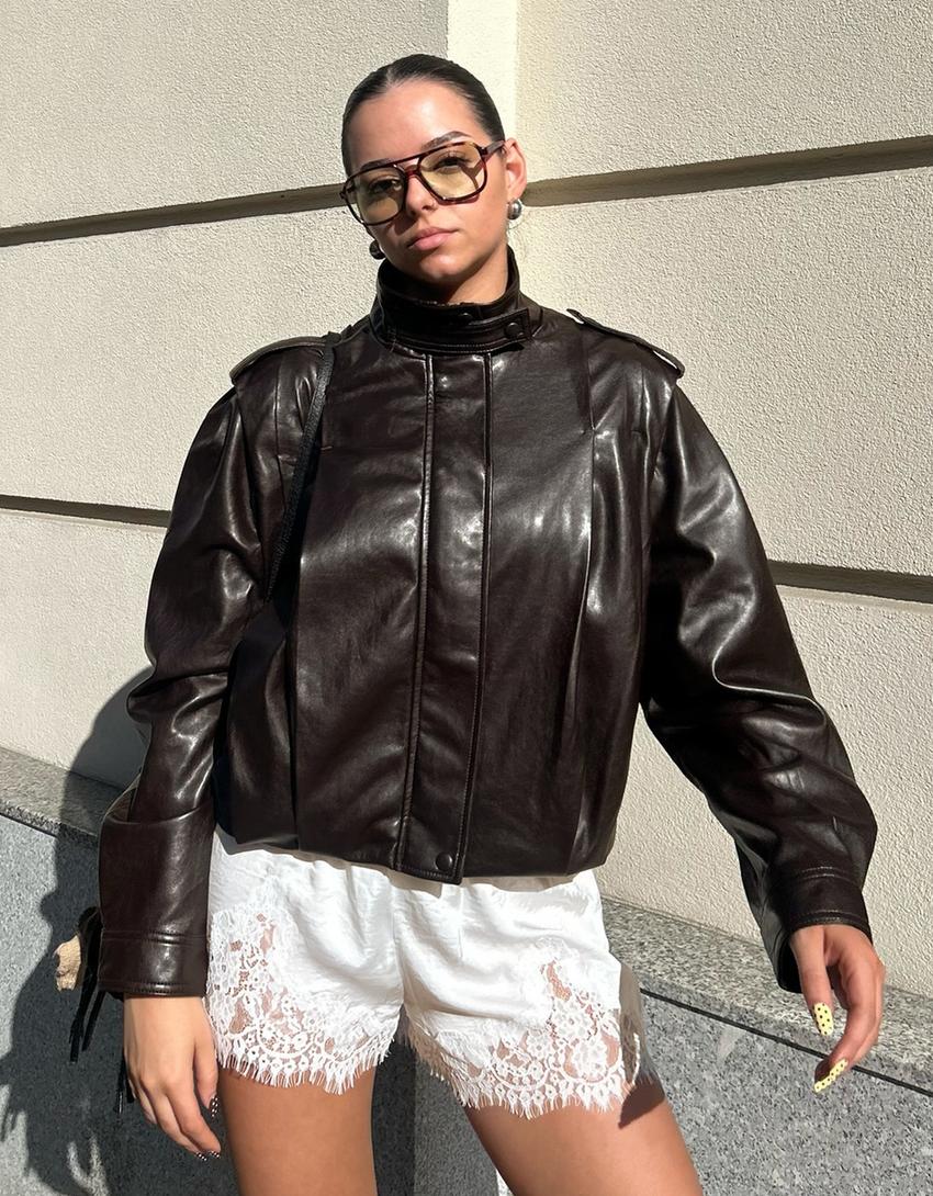 Short satén encaje-Blanco