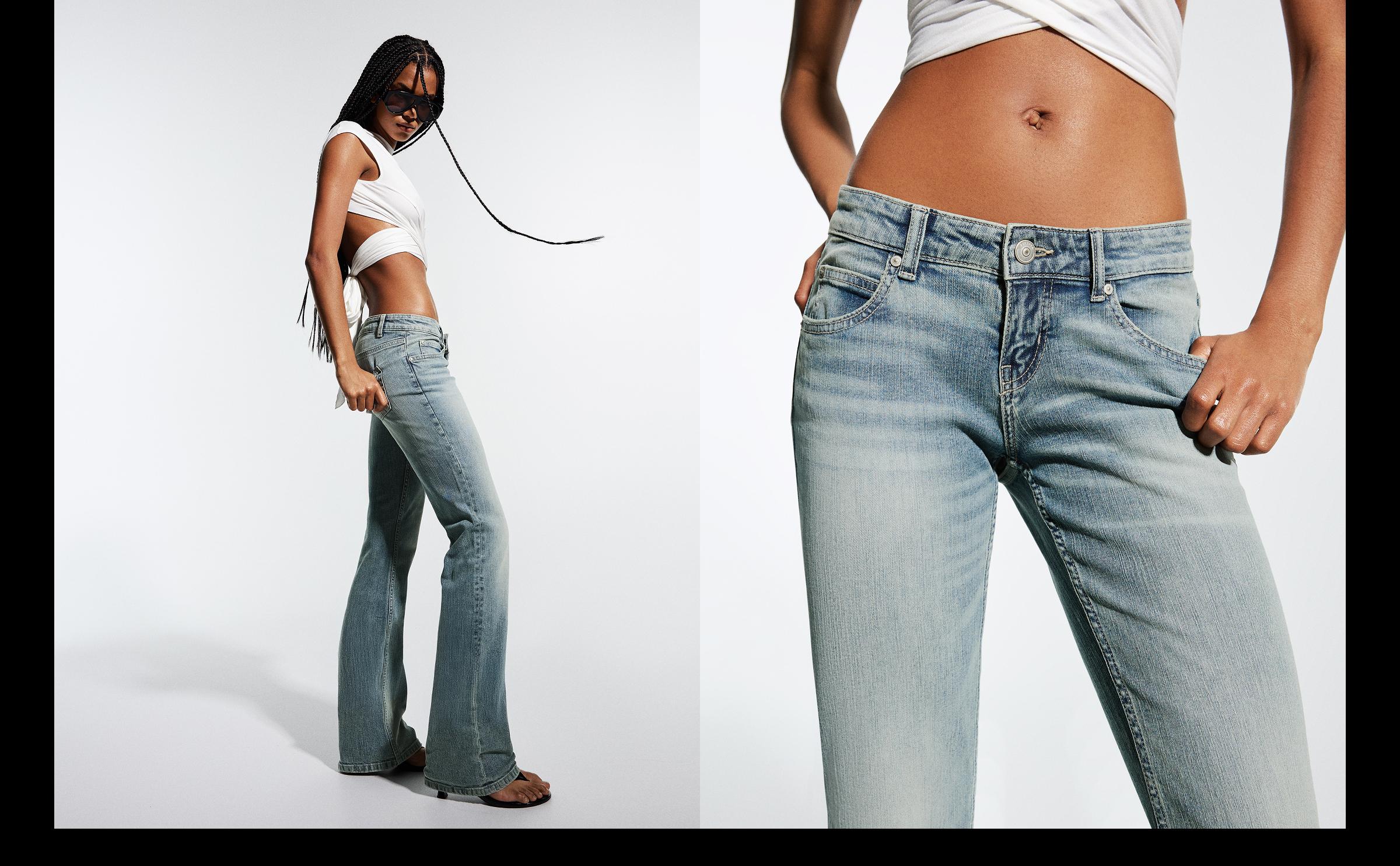 Low-rise slim fit boot-cut jeans — Light blue
