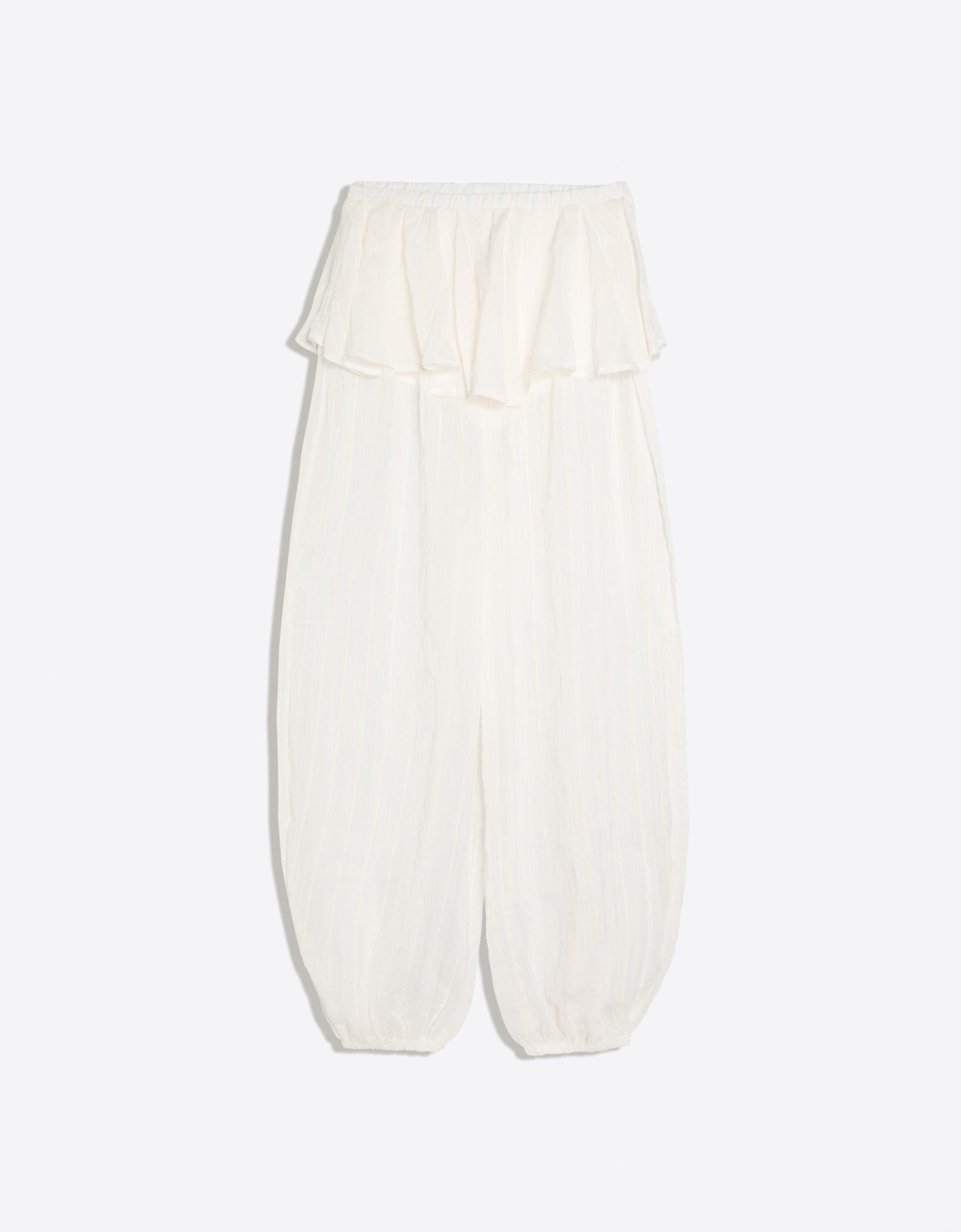 Sarouel trousers with peplum waist — Off white