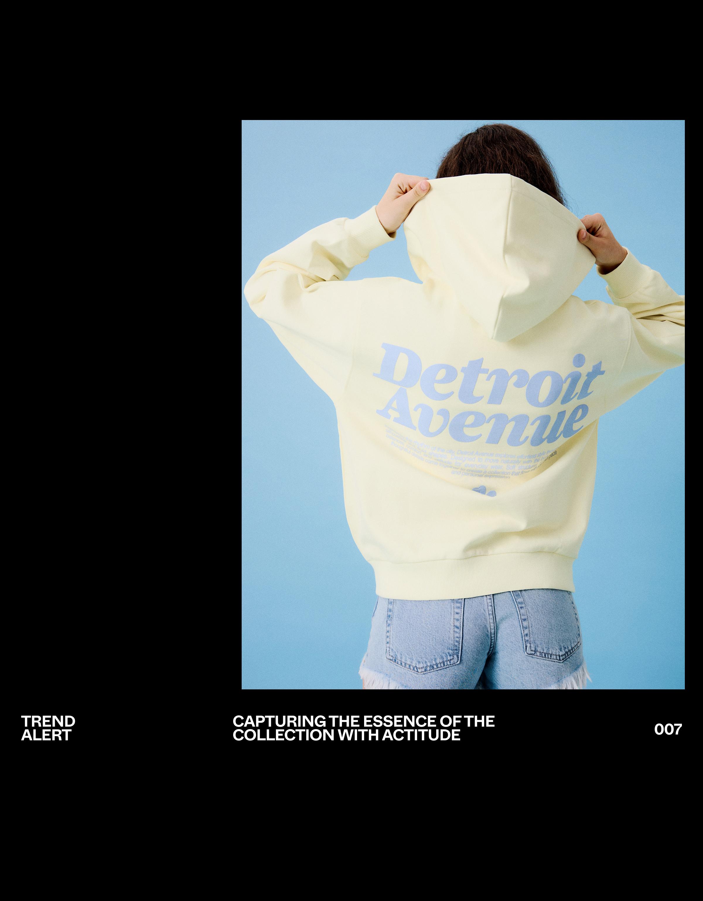 Oversize zip-up hoody with print — Yellow