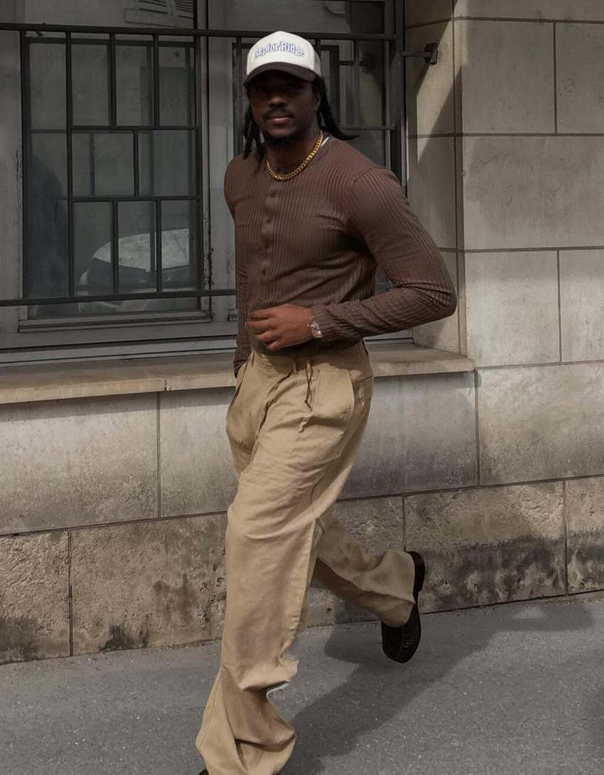 Super baggy fit pensli pantolon-Kum rengi