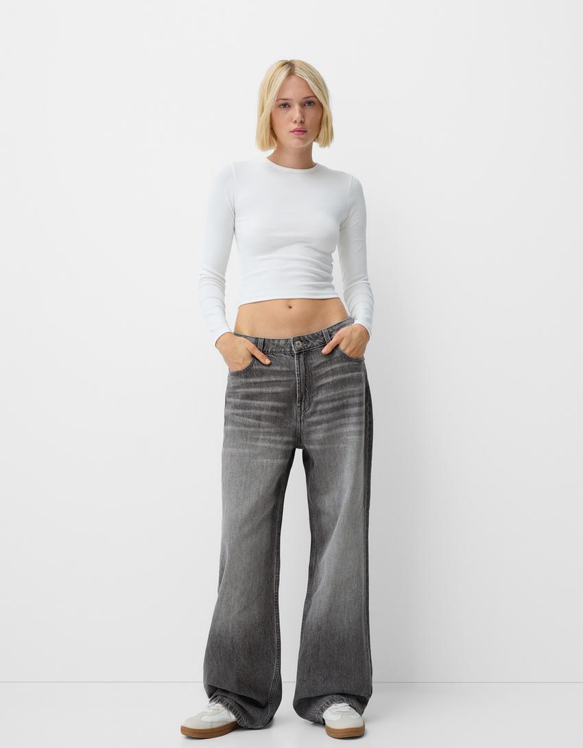Jeans baggy-Gris oscuro