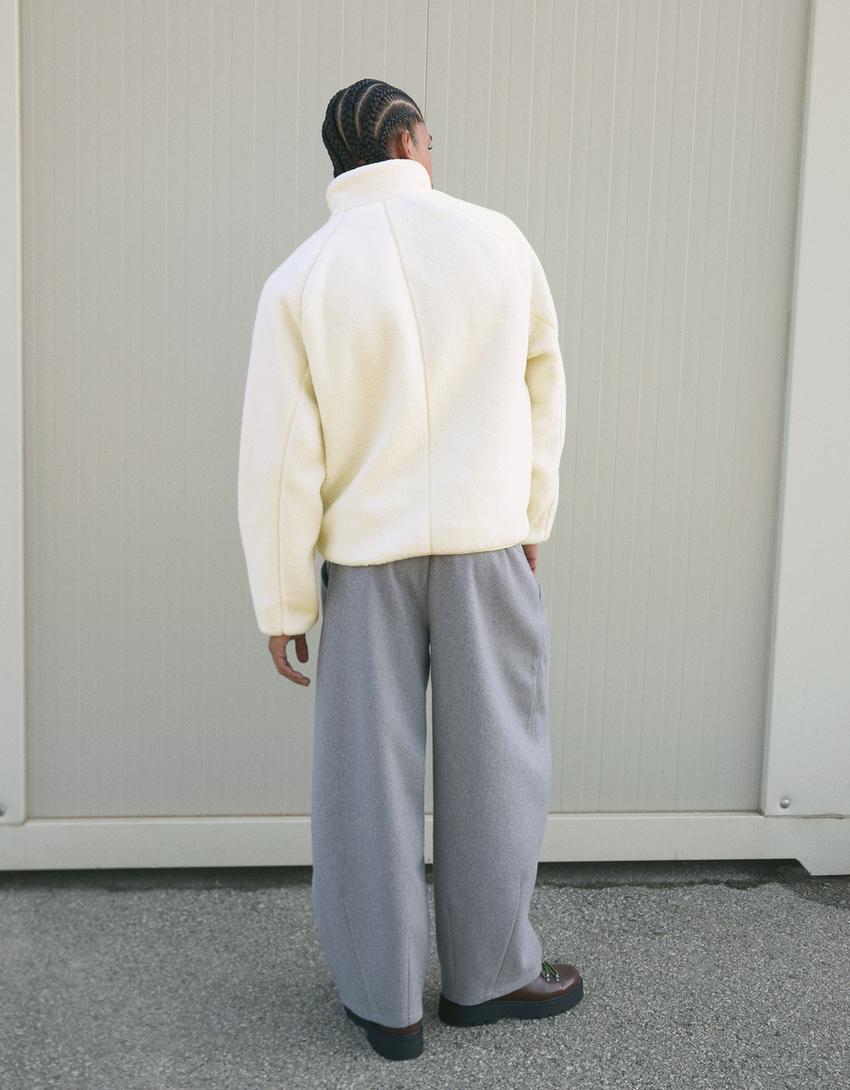 Faux shearling jacket-Cream