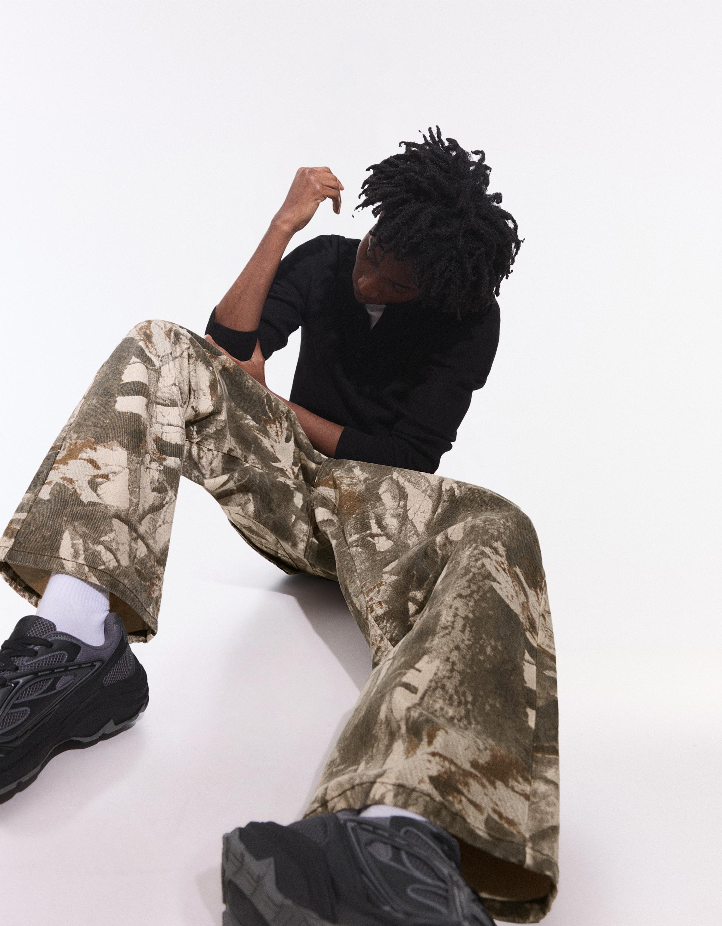 Baskılı super baggy fit pantolon - Görsel 48