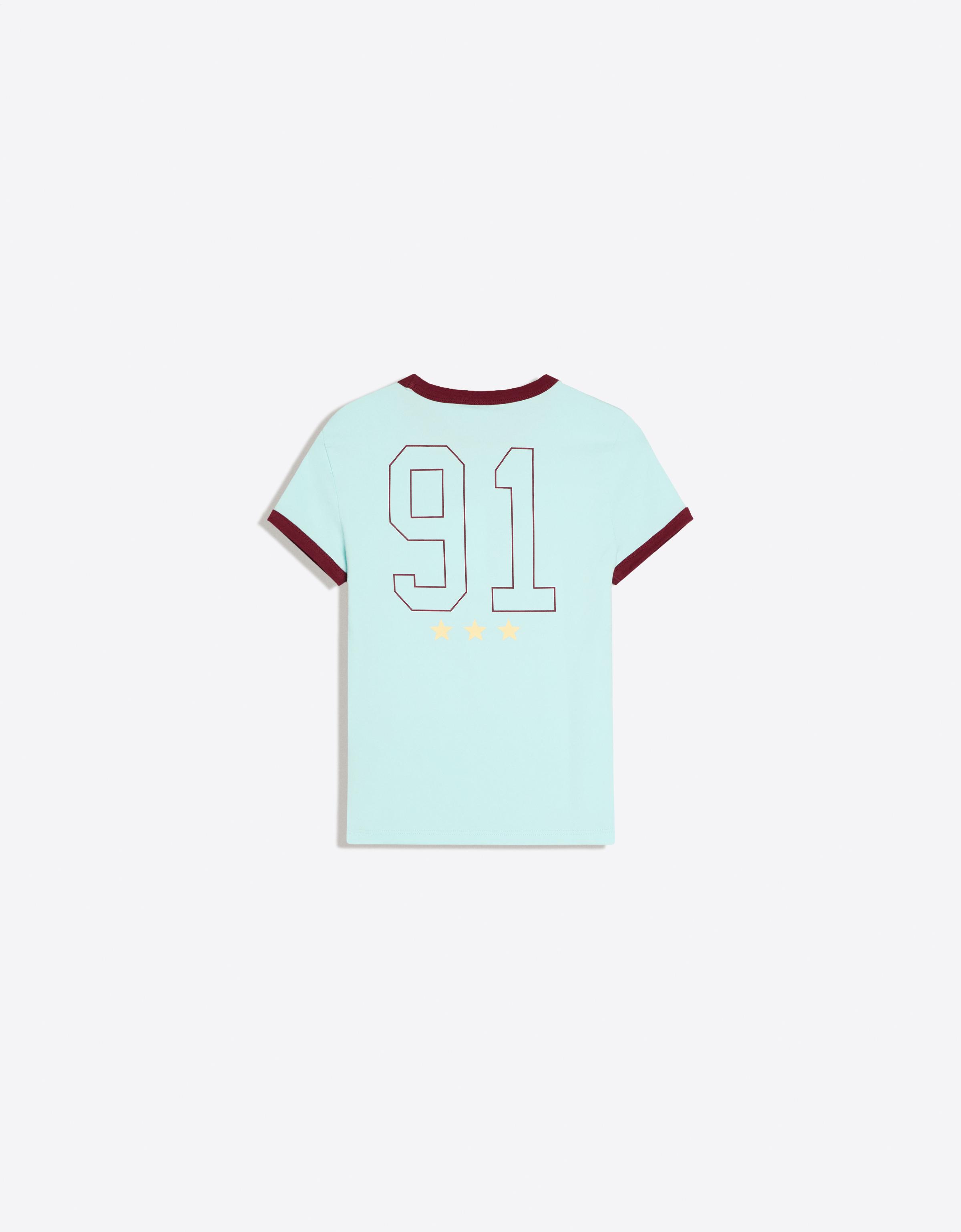 Contrast print fitted T-shirt — Blue