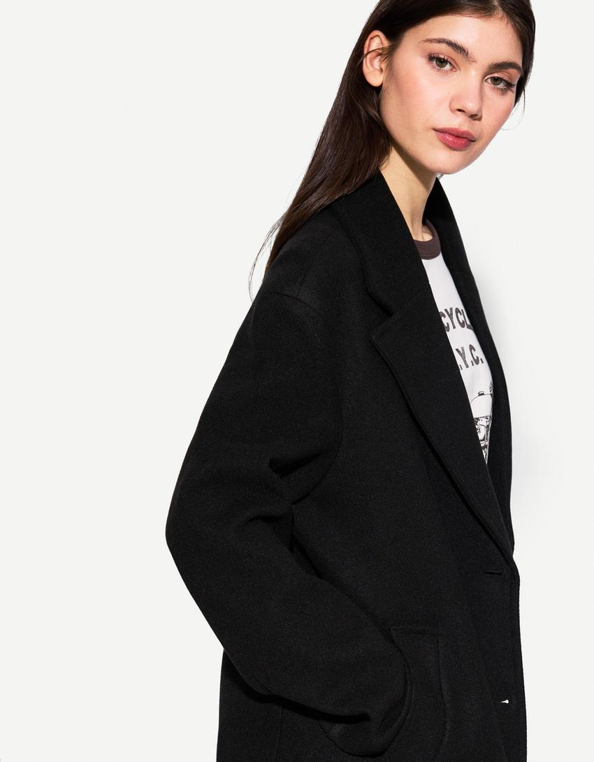Long soft coat-Black-2