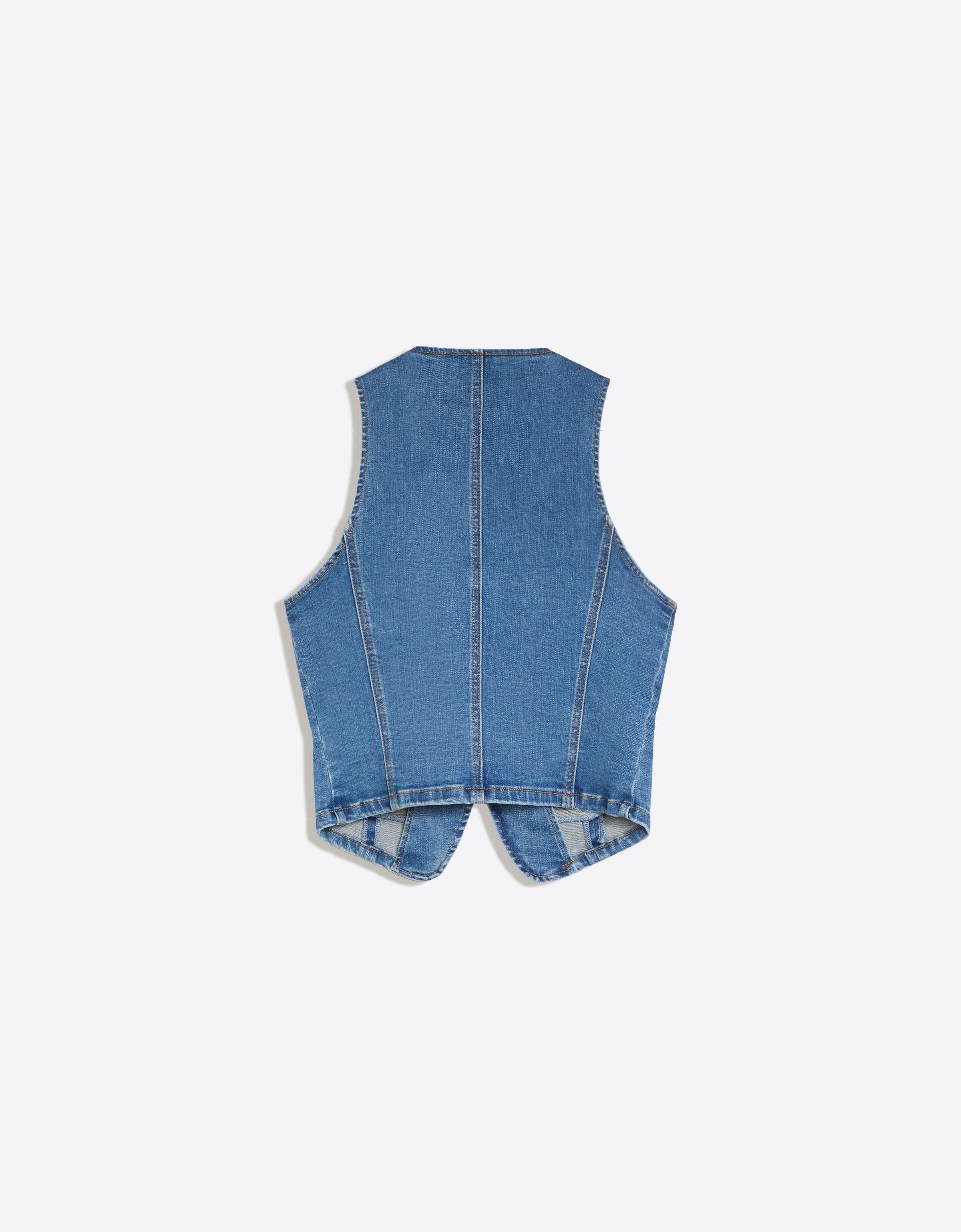 Button-up denim waistcoat — Light blue