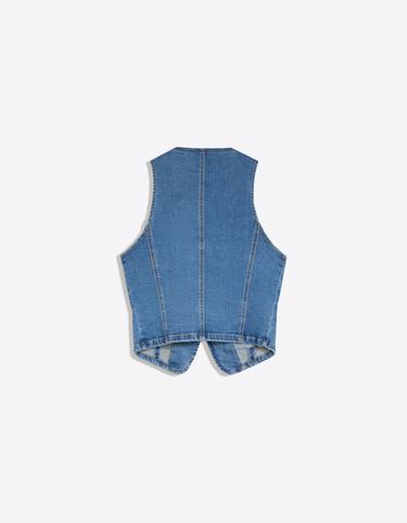 Button-up denim waistcoat — Light blue 6
