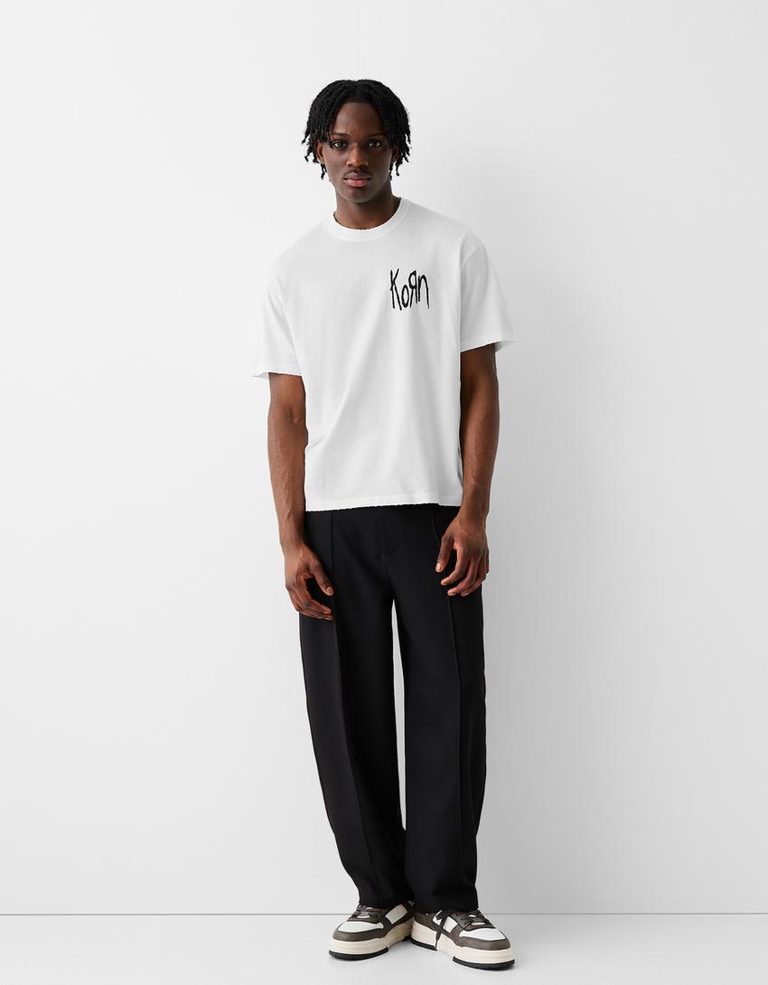 T-shirt Korn manches courtes boxy fit-Blanc-3