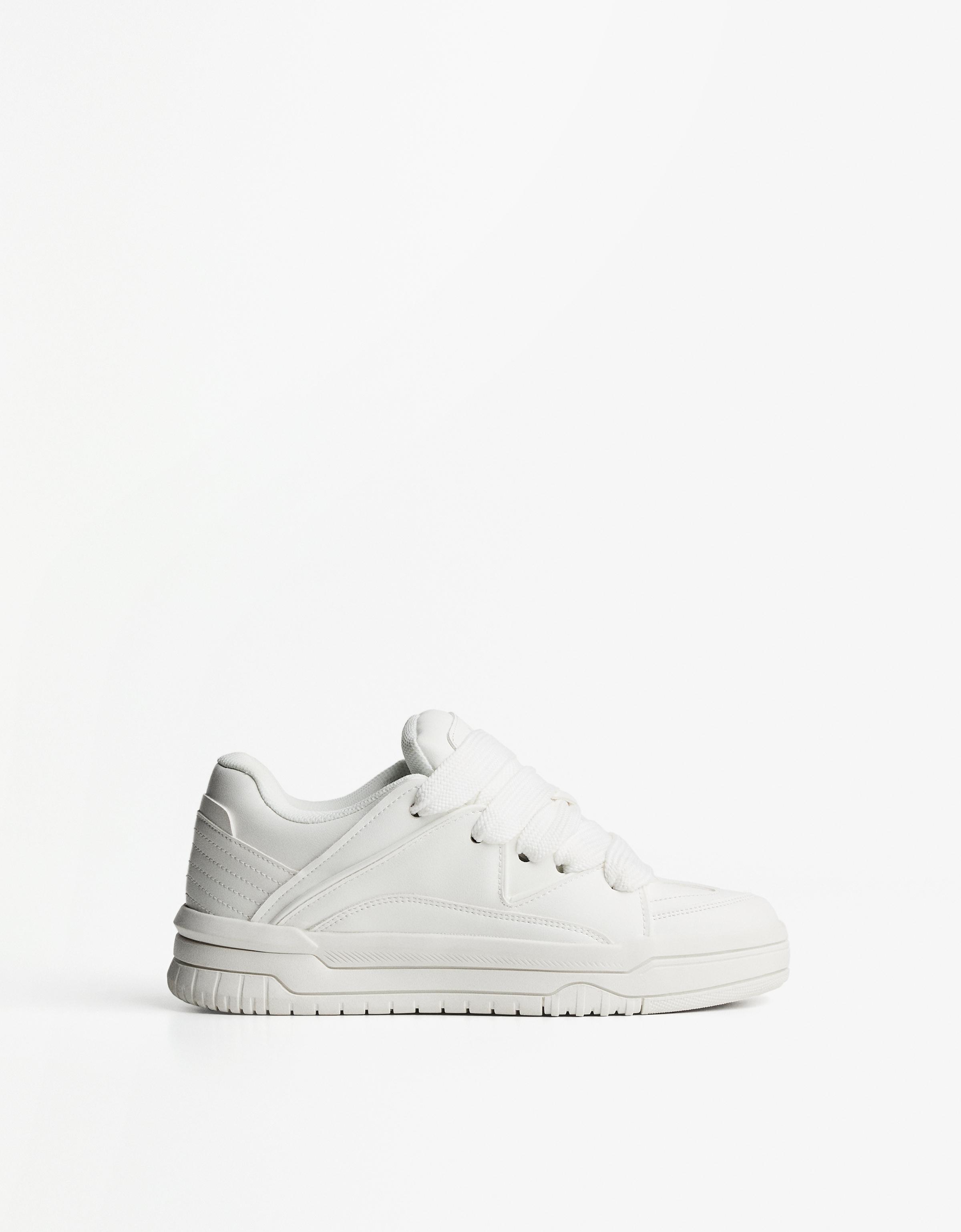 Bershka Skate-Sneaker Dicke Sohle Herren 41 Weiss