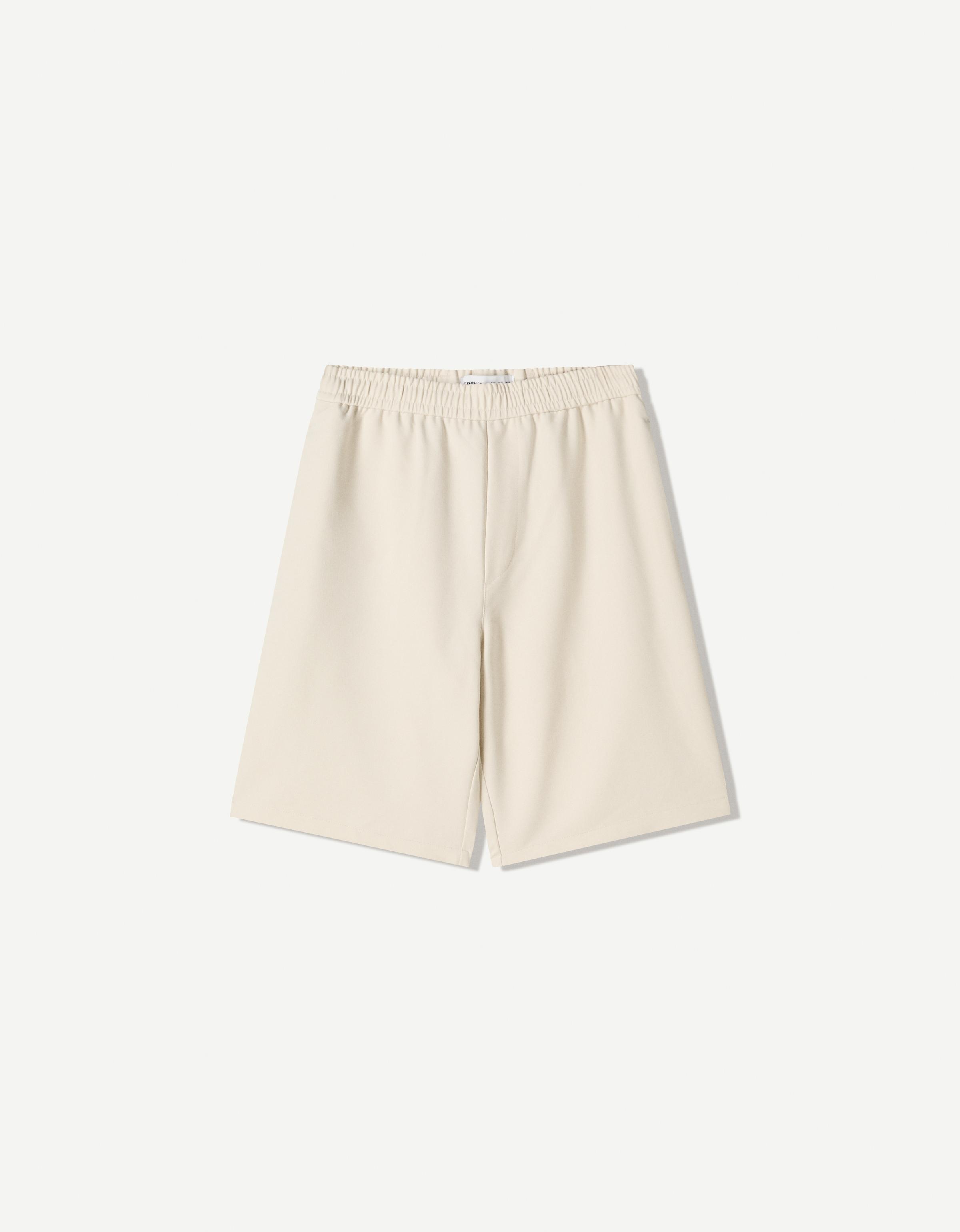 Bershka Tailoring-Bermudas Im Jogginghosen-Stil Herren Xl Rohweiß