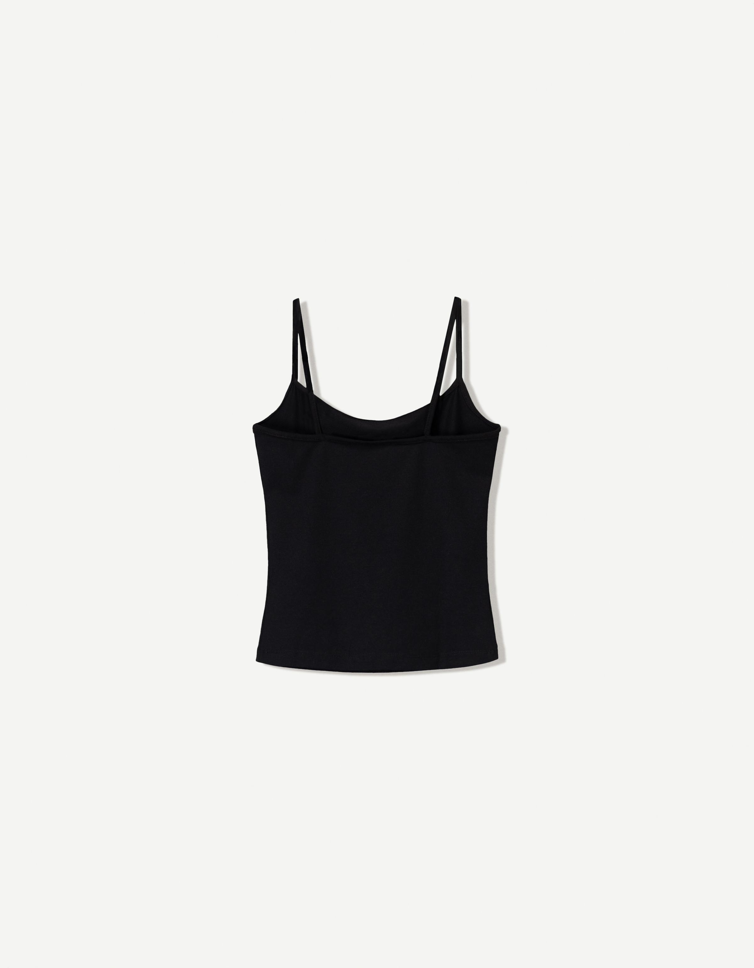Contrast strappy top — Black