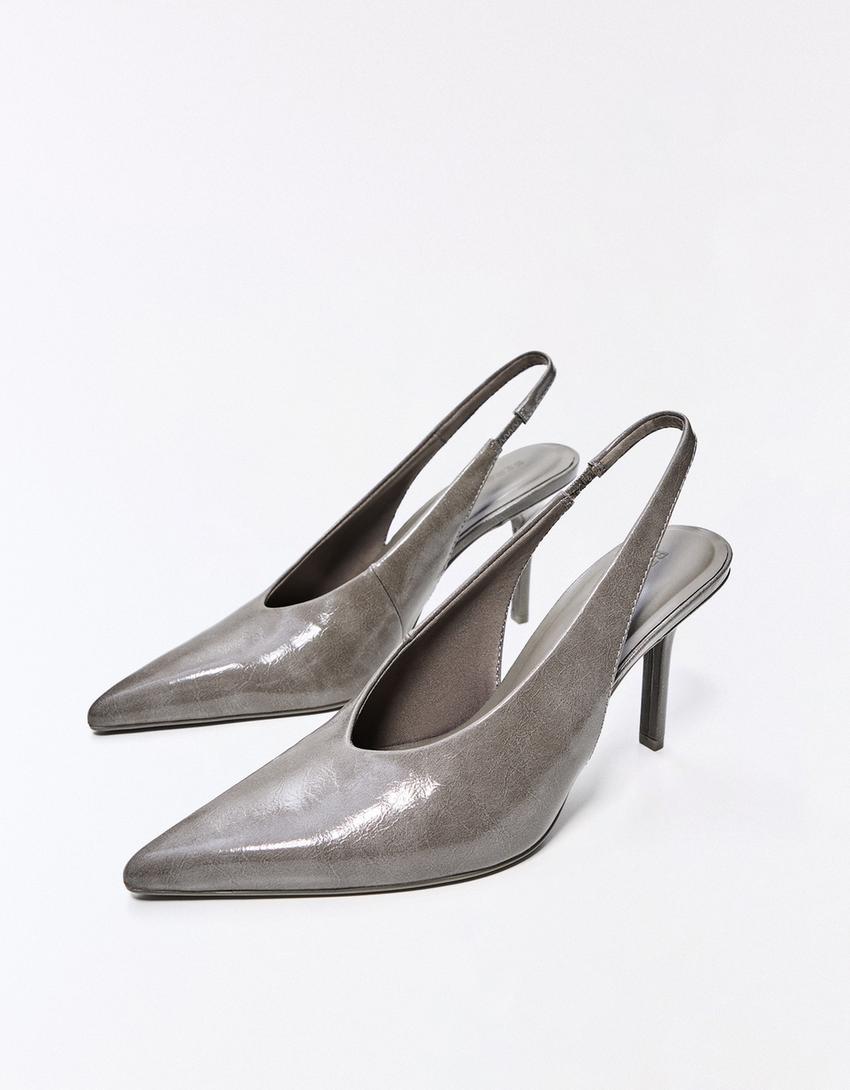 Slingback high-heel shoes-Grey