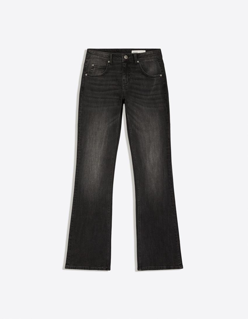 Low-rise slim bootcut jeans-Black