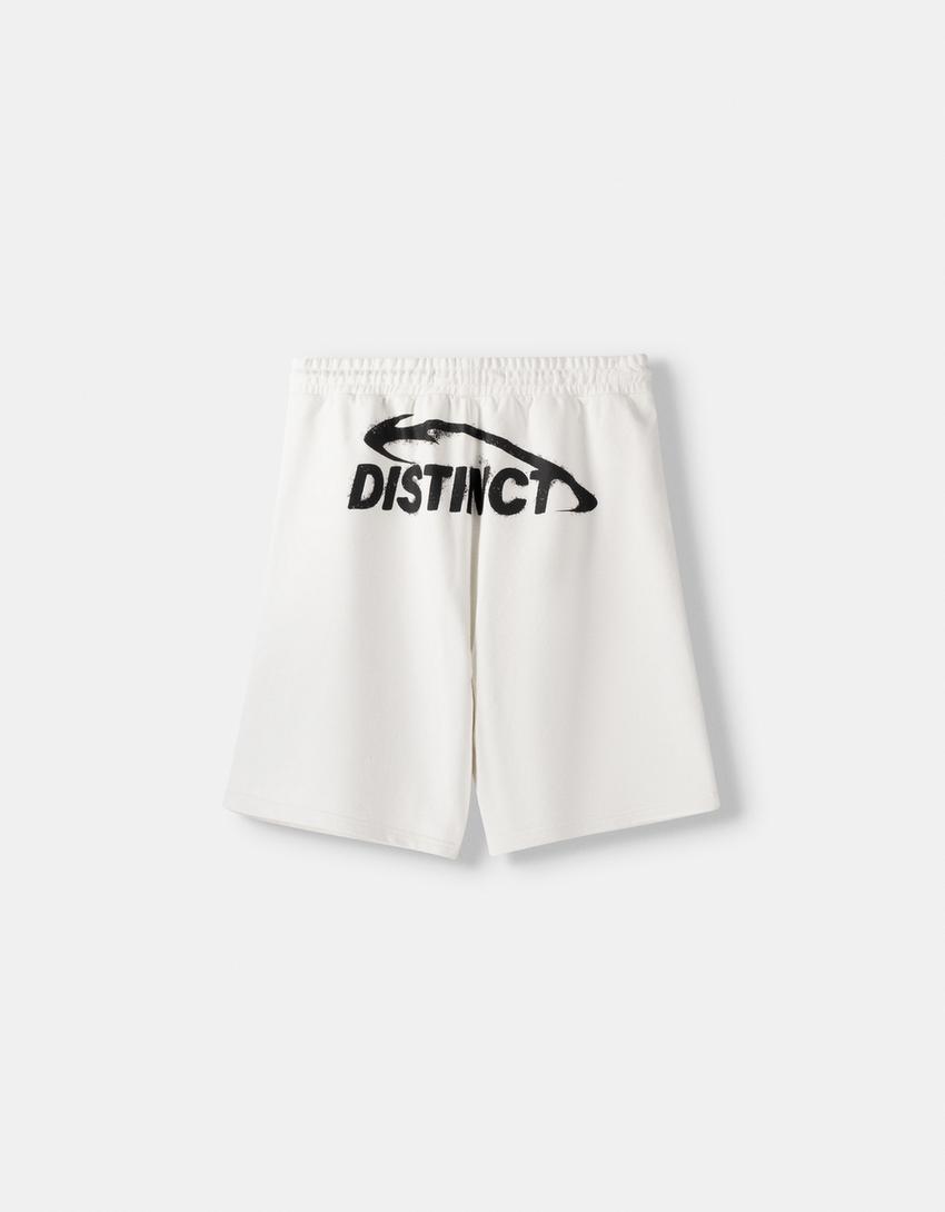 Relaxed fit plush printed Bermuda shorts-White-5