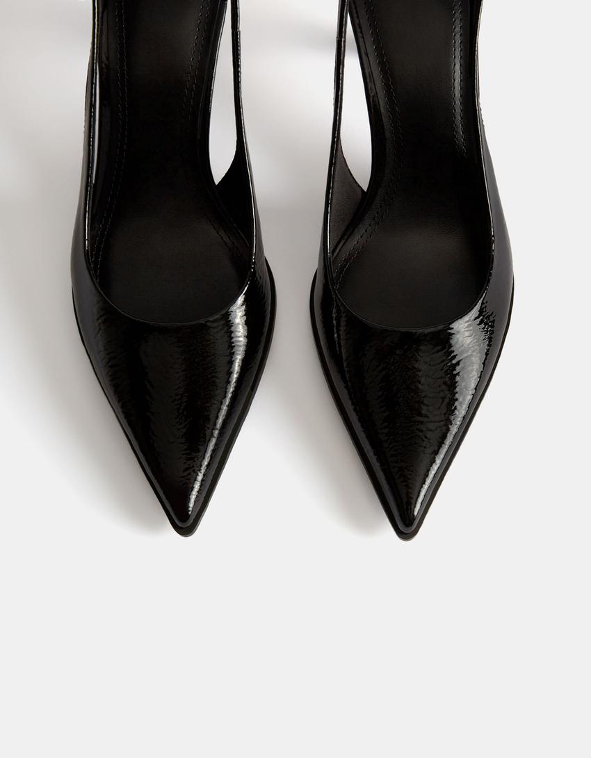 Scarpe con tacco kitten slingback-Nero-2