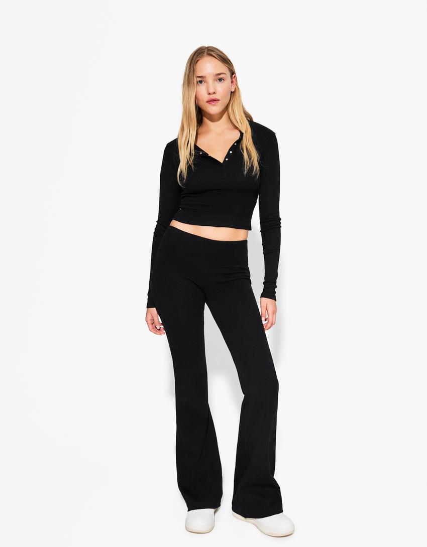 Pantaloni evazați-Negru