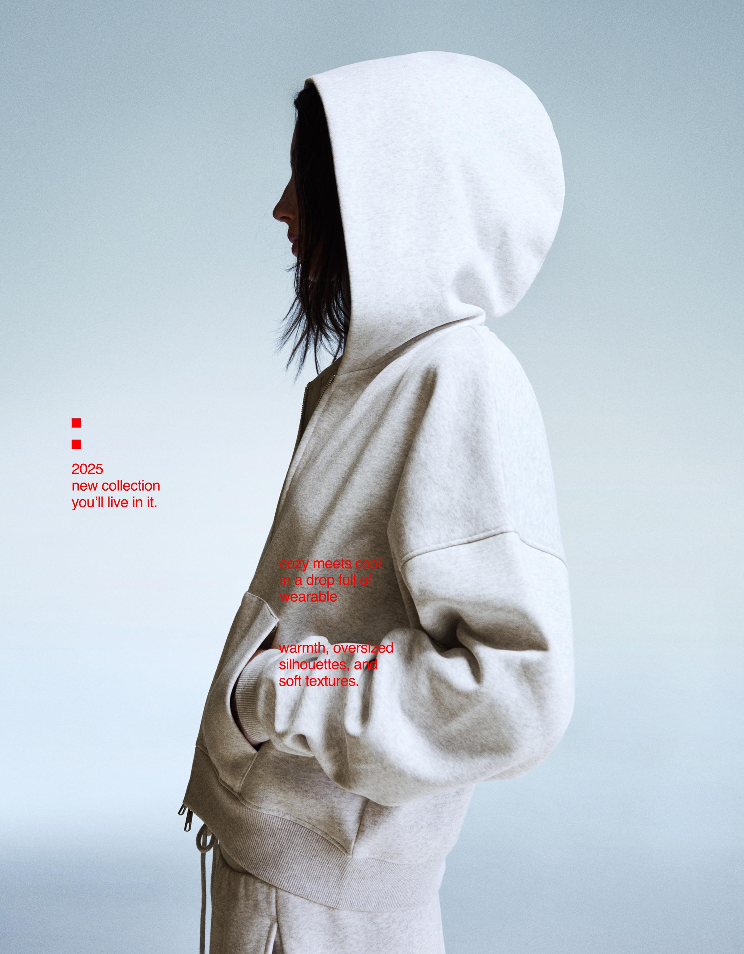 Kapüşonlu oversize fermuarlı sweatshirt - Görsel 65