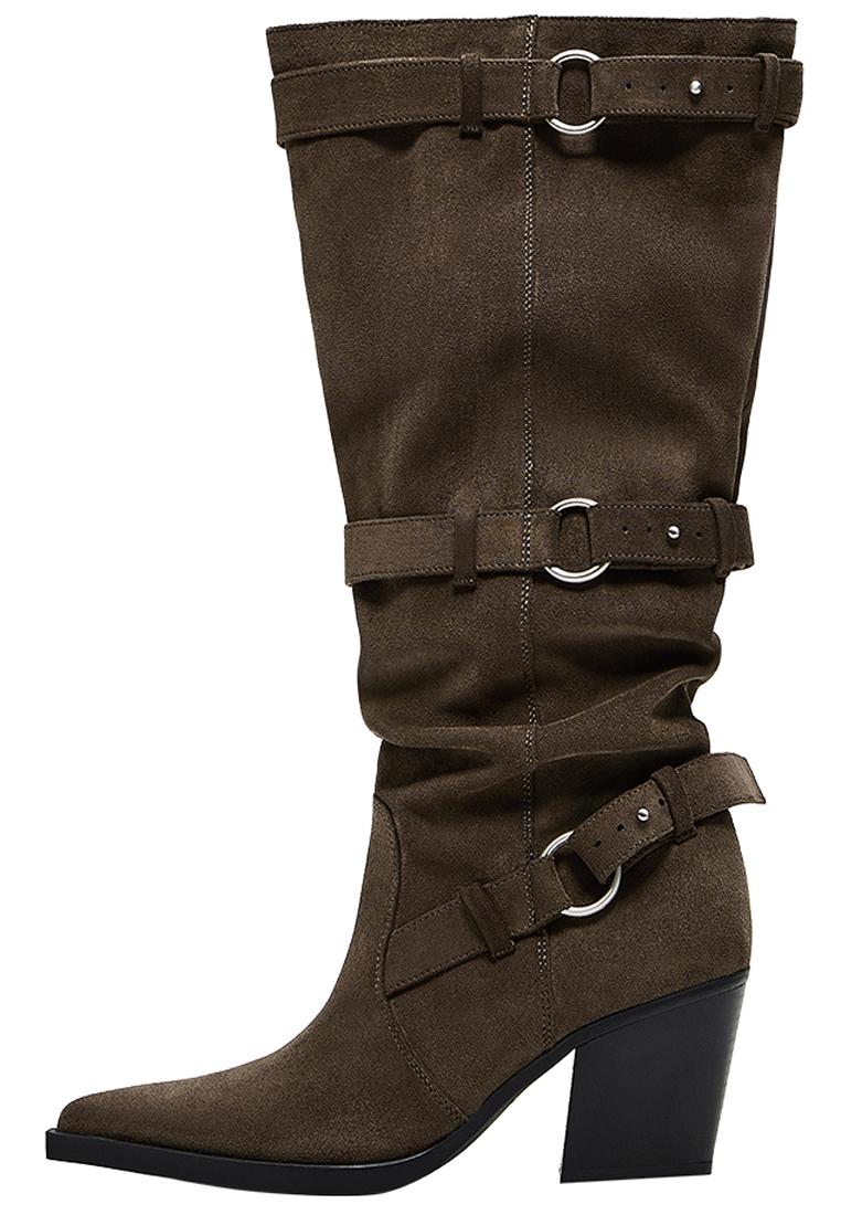 Eyelet-detail heeled boots — Tan