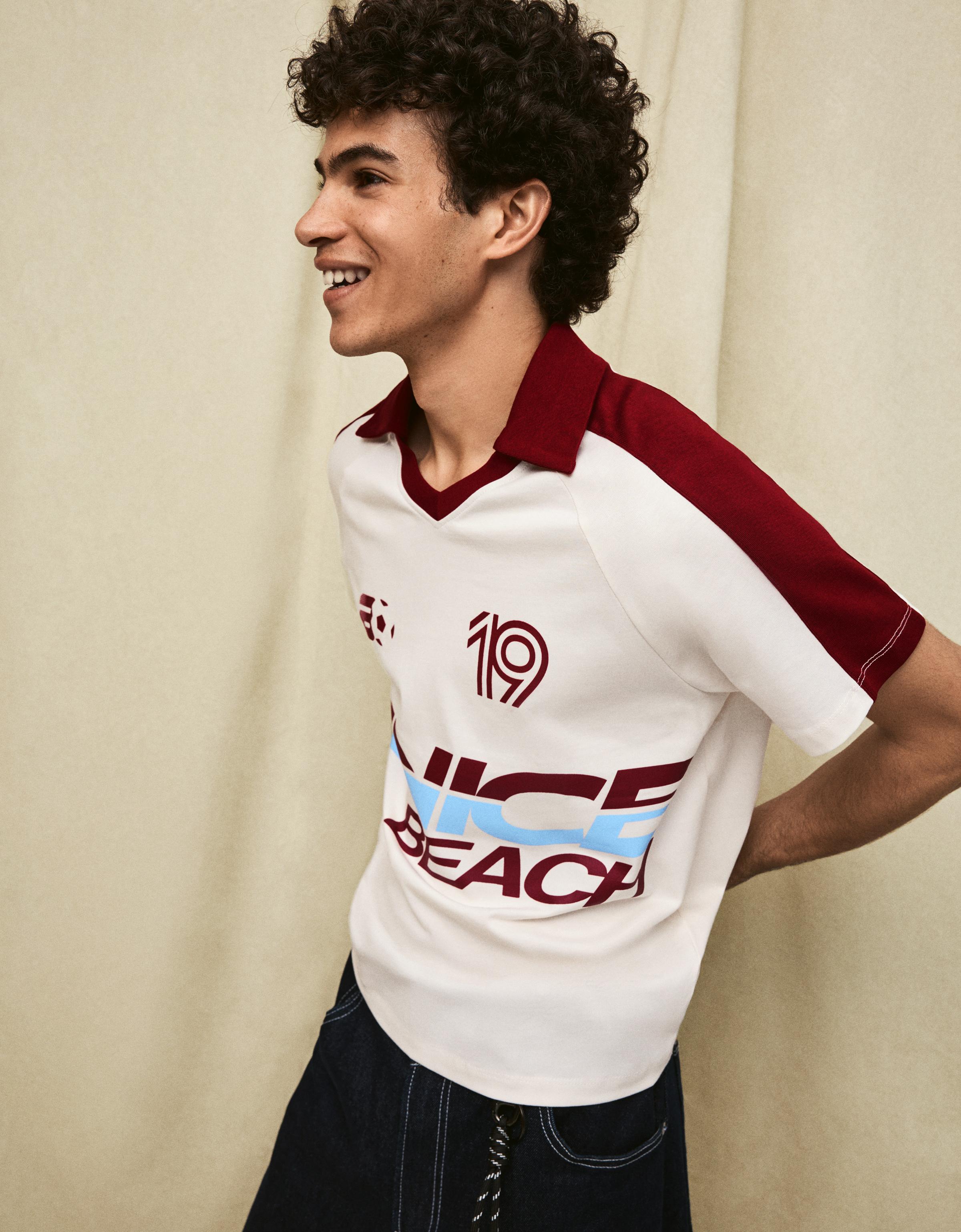 Retro print polo shirt — Maroon