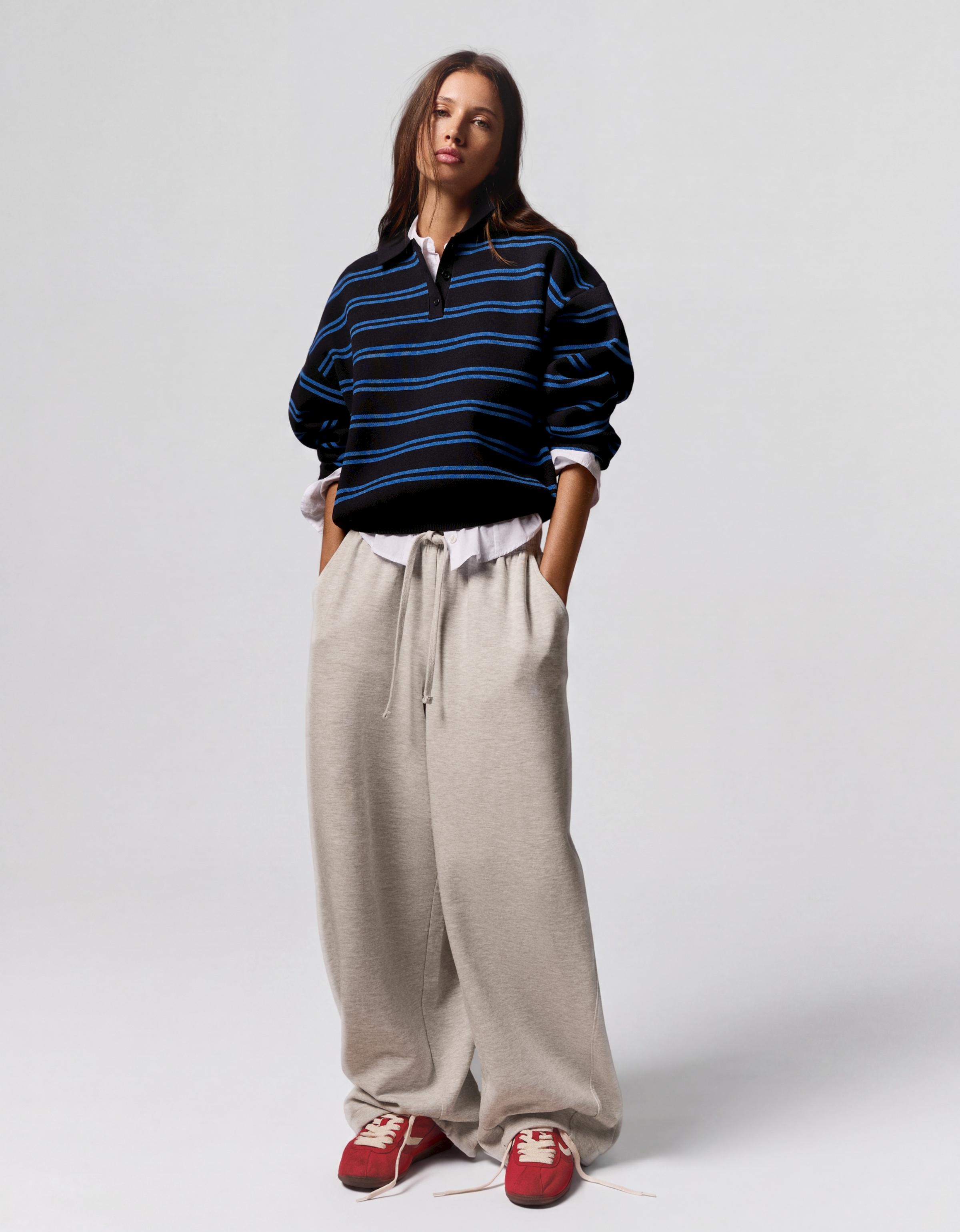 Oversize polo collar jumper — Navy