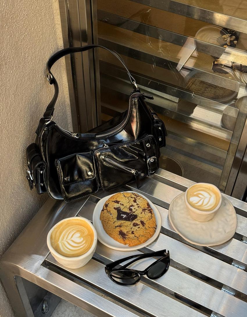 Borsa maxi multipocket-Nero