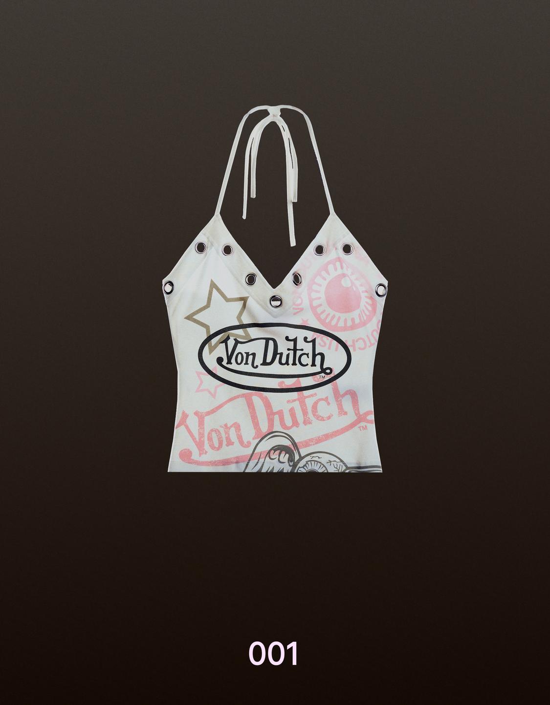 Von Dutch halter top with eyelets