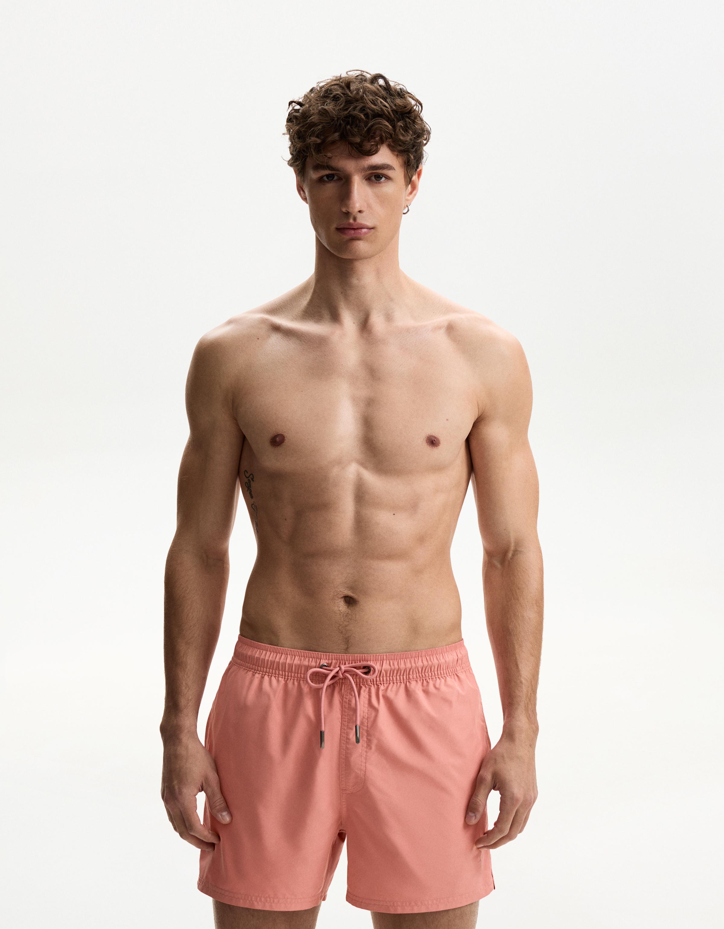 Thumbnail - Bershka Unifarbener Badeanzug Herren M Lachsfarbe