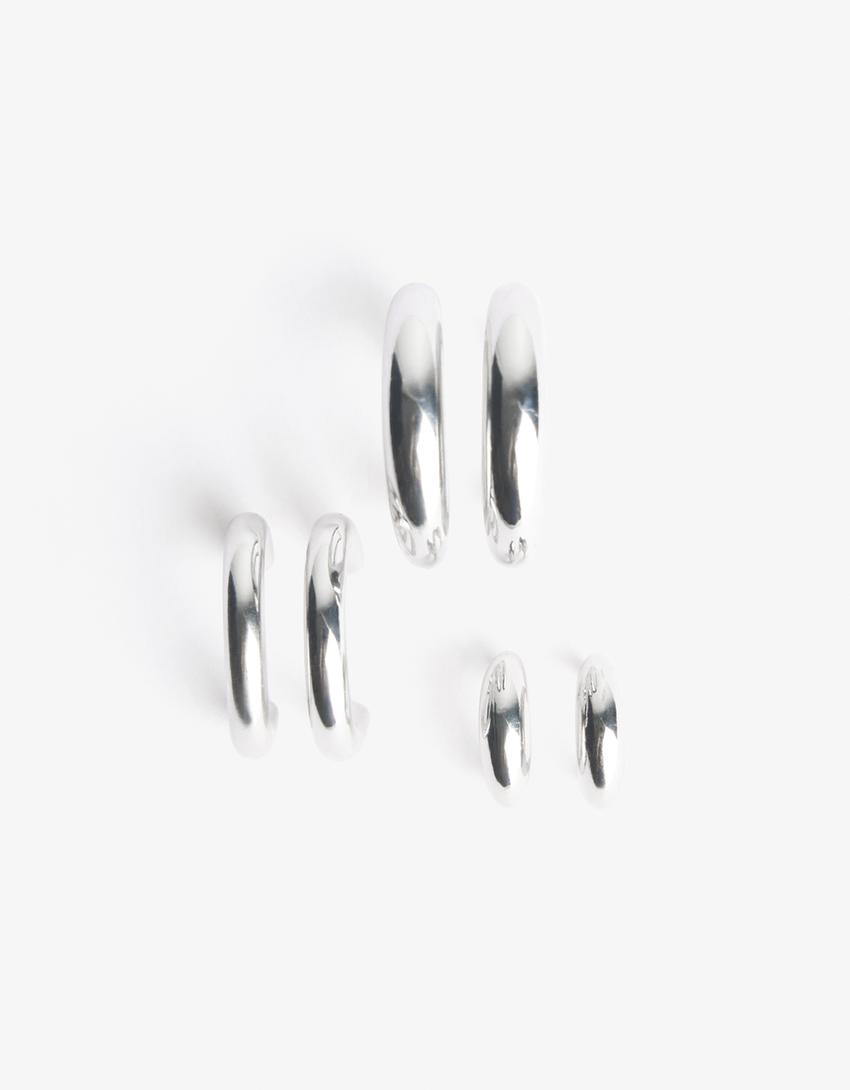 Lot 3 boucles d’oreilles créoles-Argent
