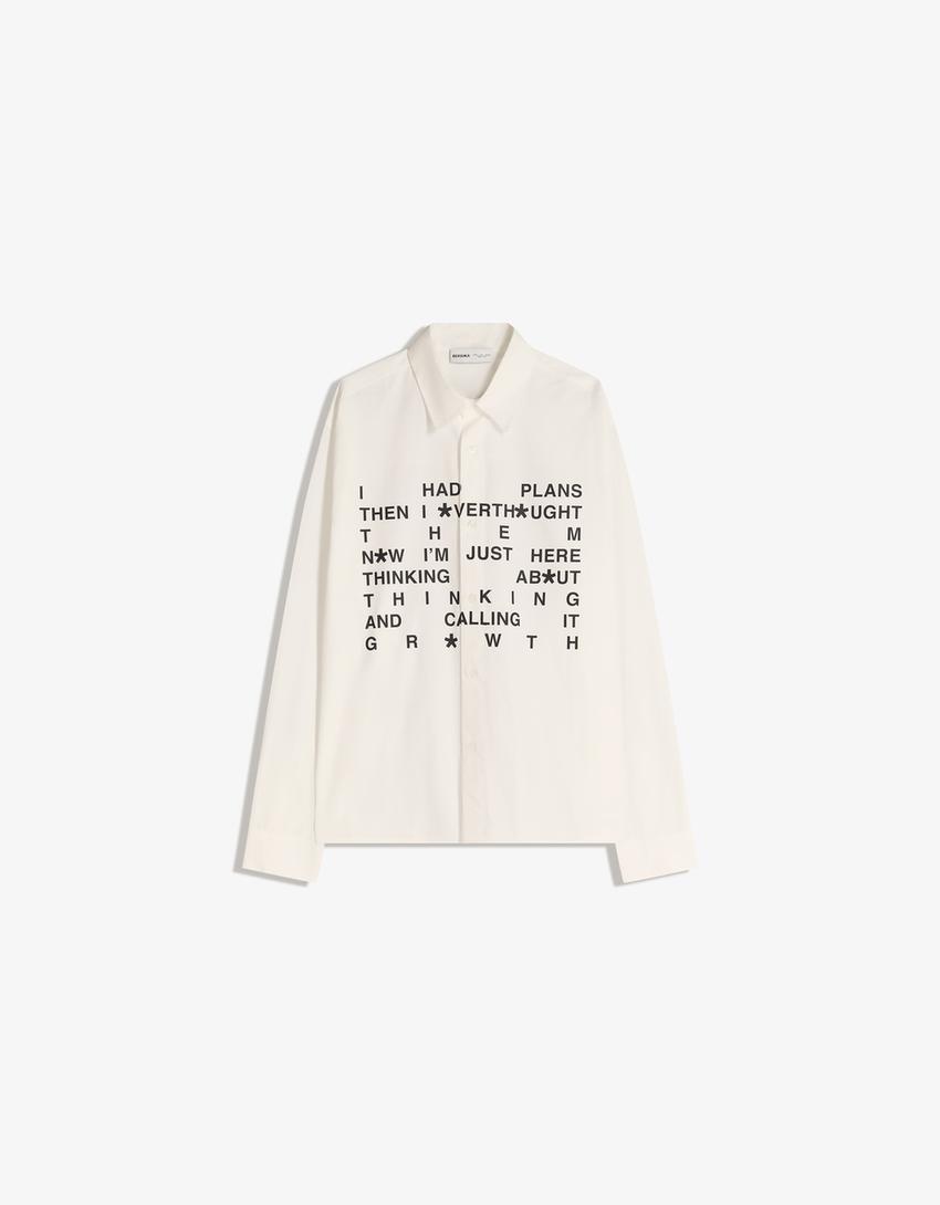 Boxy-fit print shirt-White