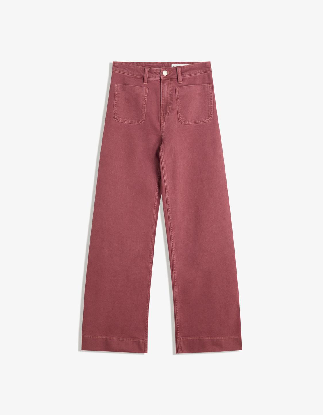 Seamless wide-leg jeans with pockets