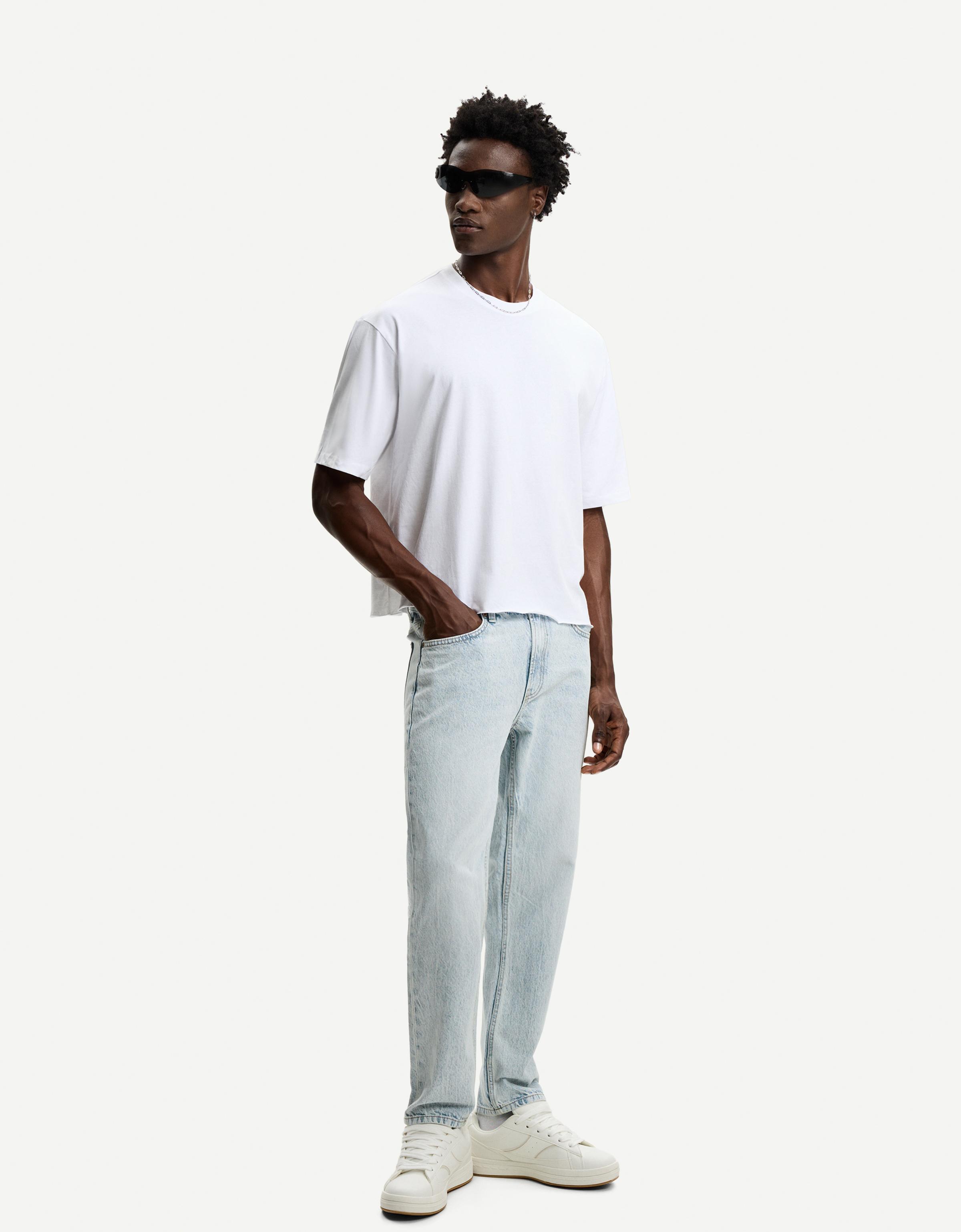 Bershka Straight-Jeans Herren 42 Hellblau
