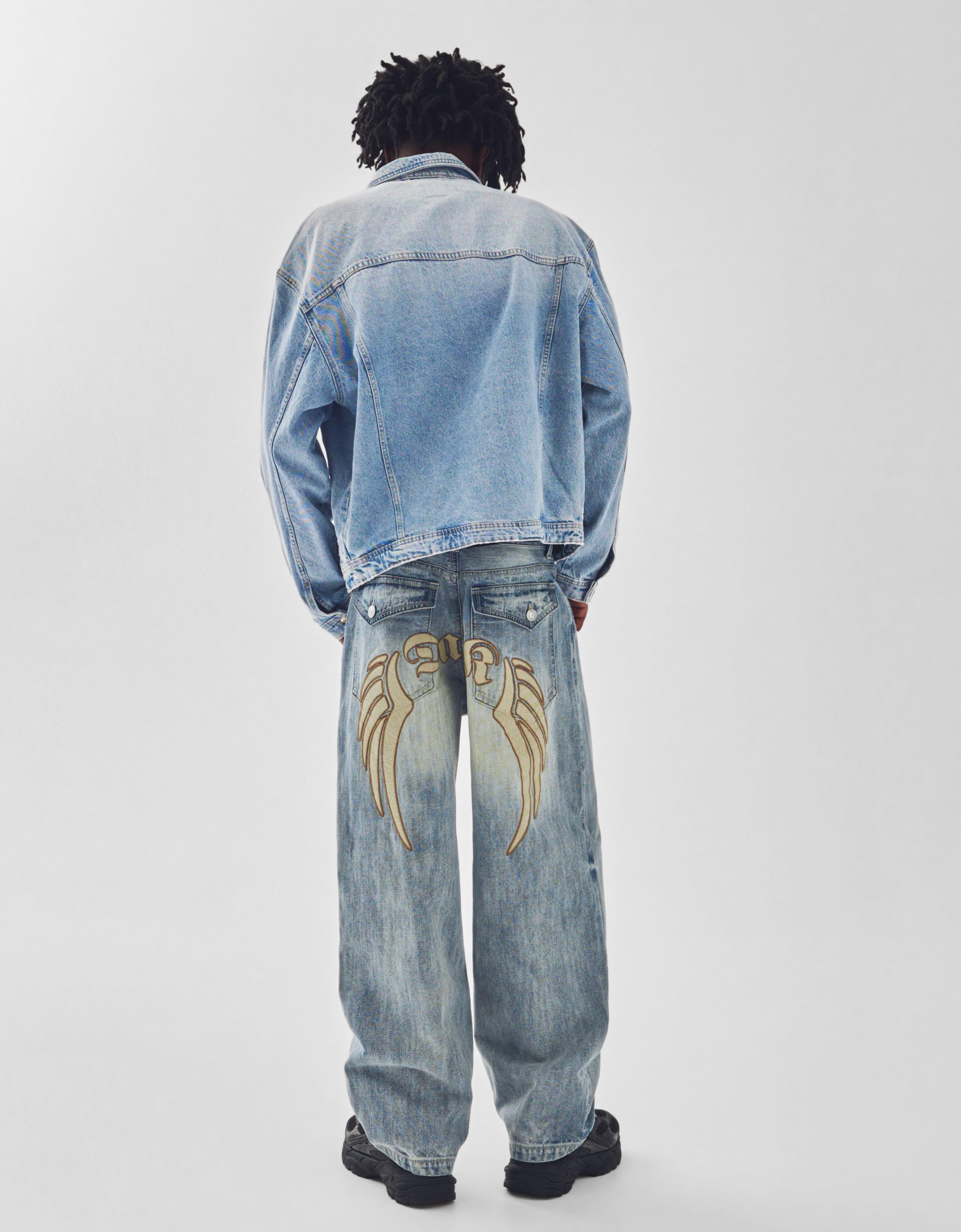 İşlemeli super baggy fit jean - Görsel 21
