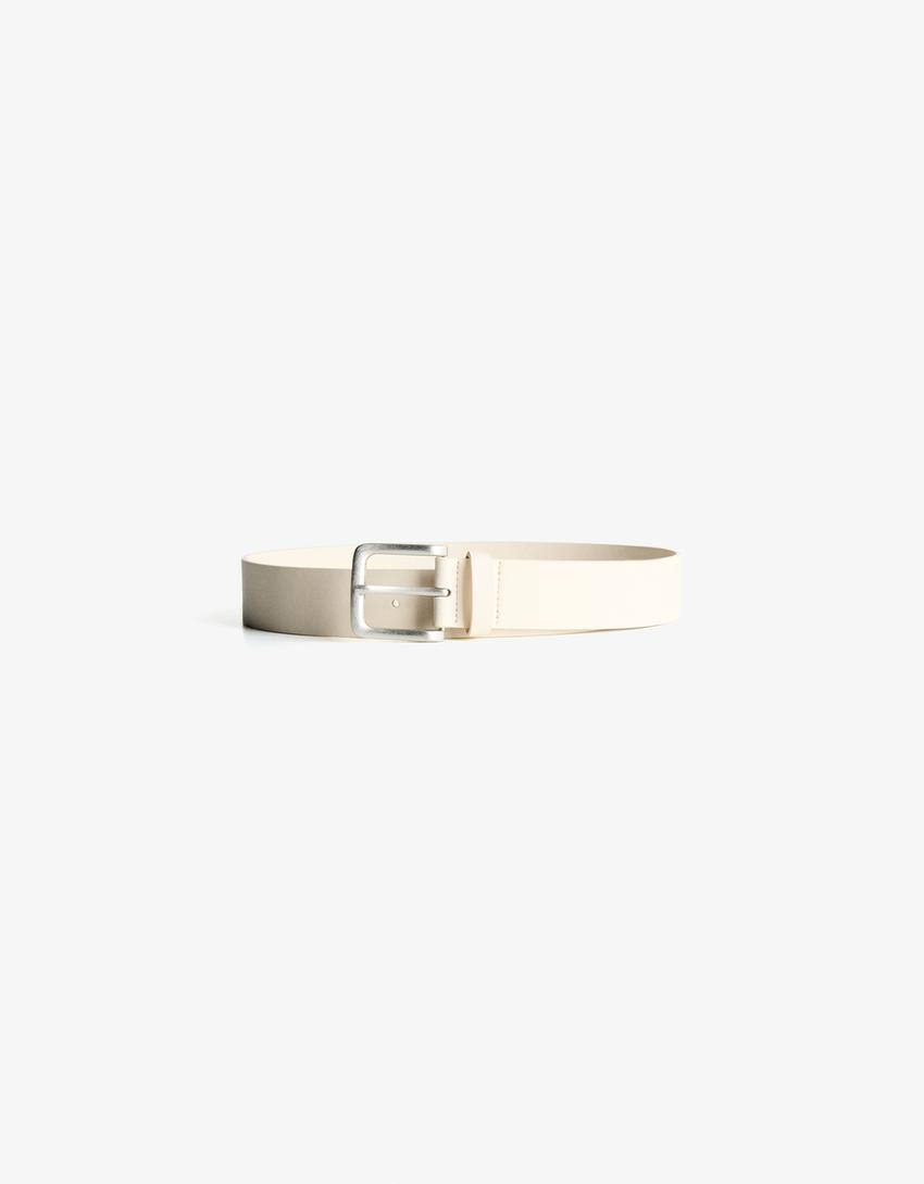 Faux leather belt-Cream