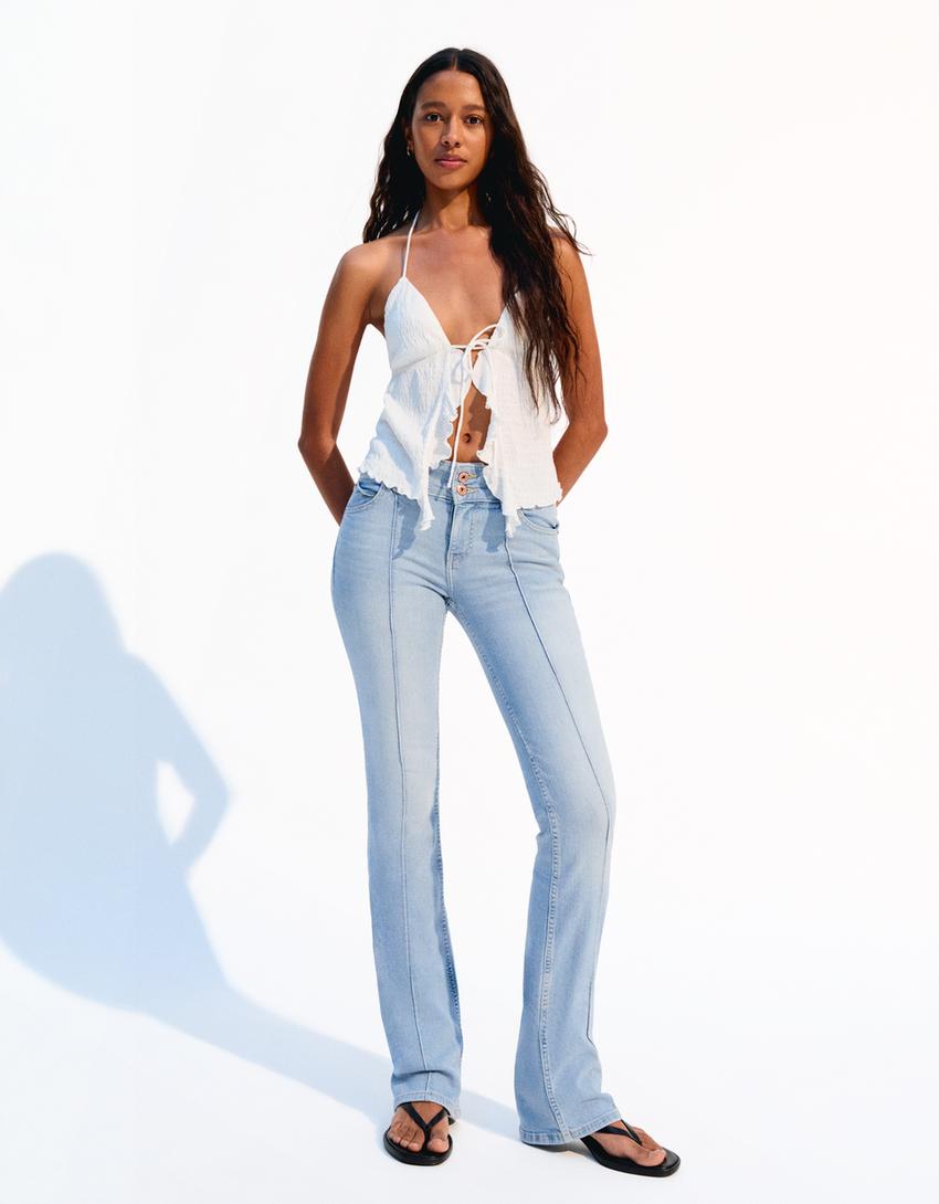 Low-rise boot-cut jeans-Light blue-0
