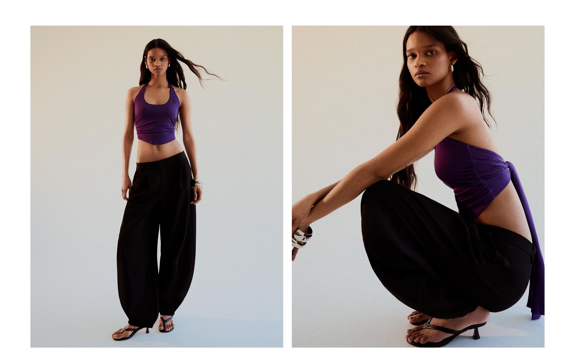 Halter neck top with back knot — Violet