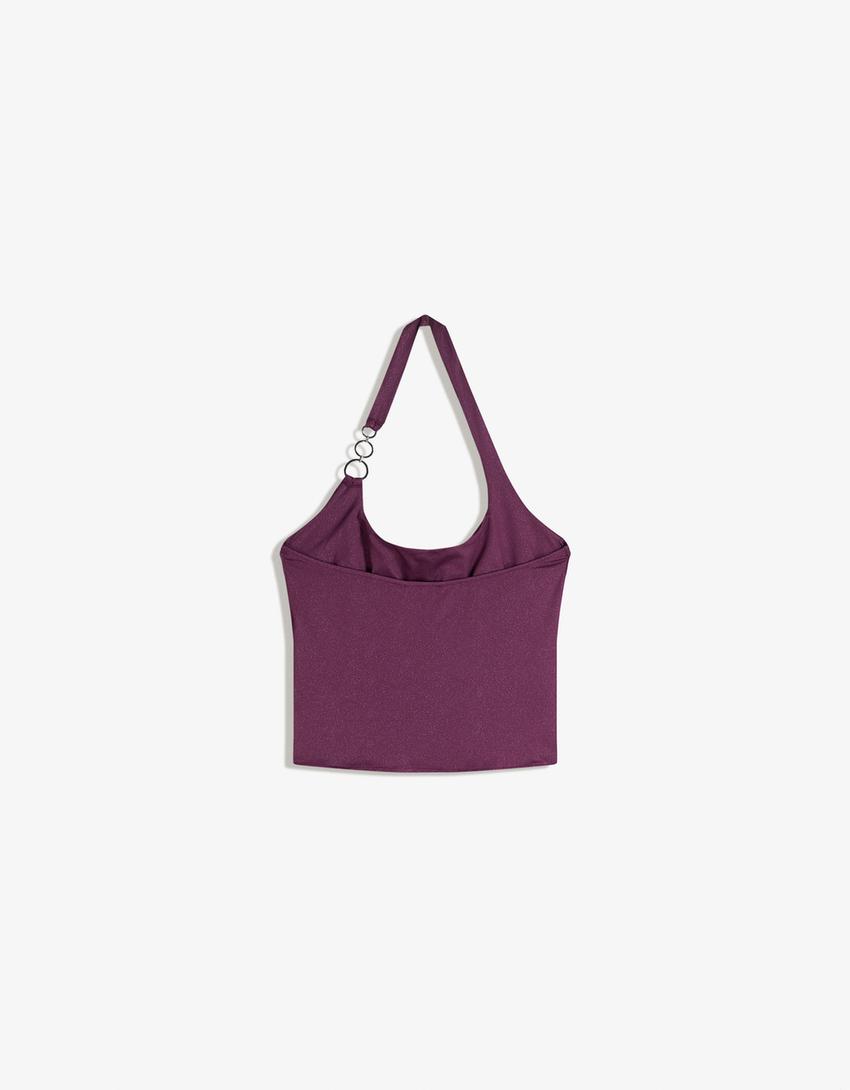 Loose-fitting top with eyelets-Violet