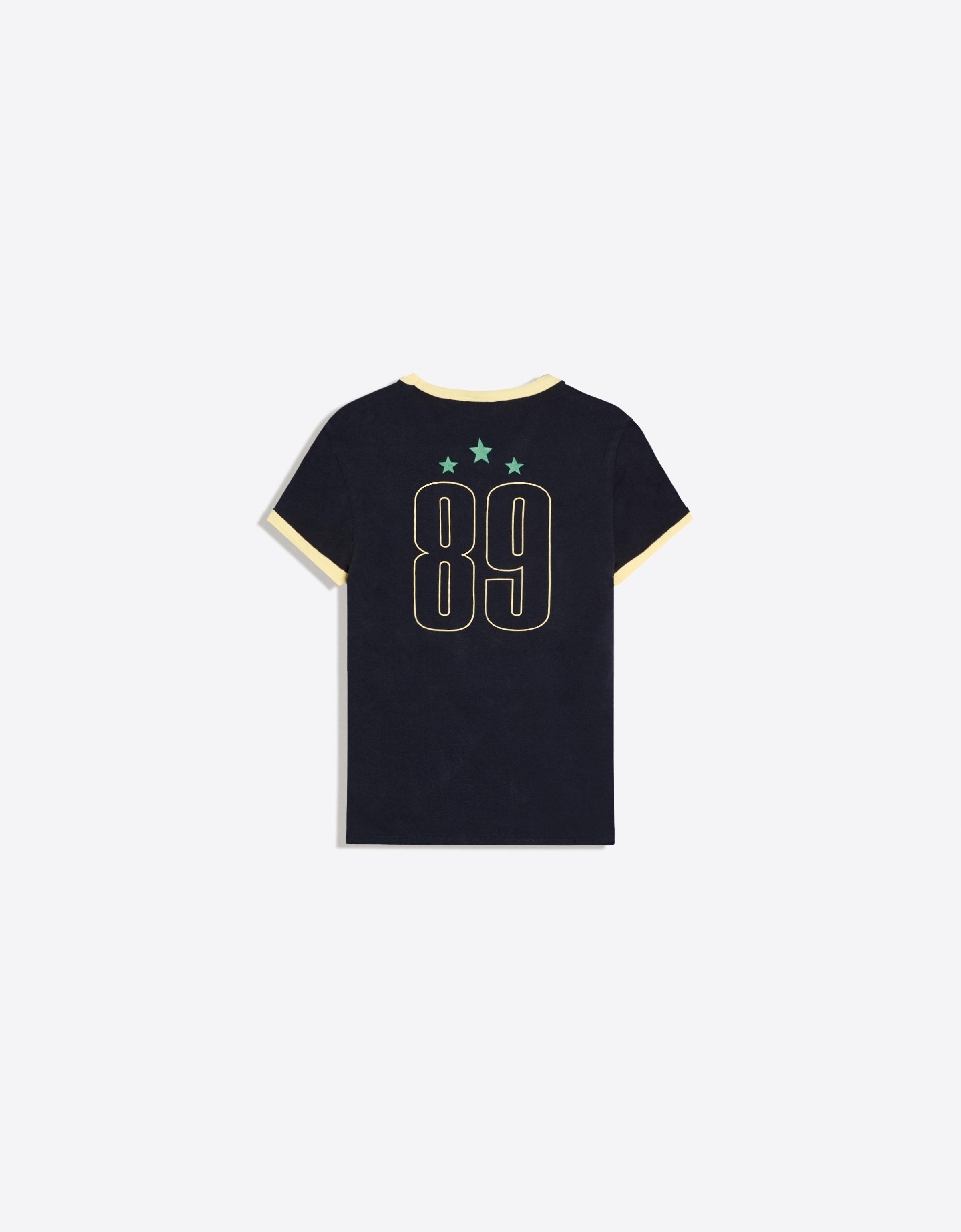 Contrast print fitted T-shirt — Navy