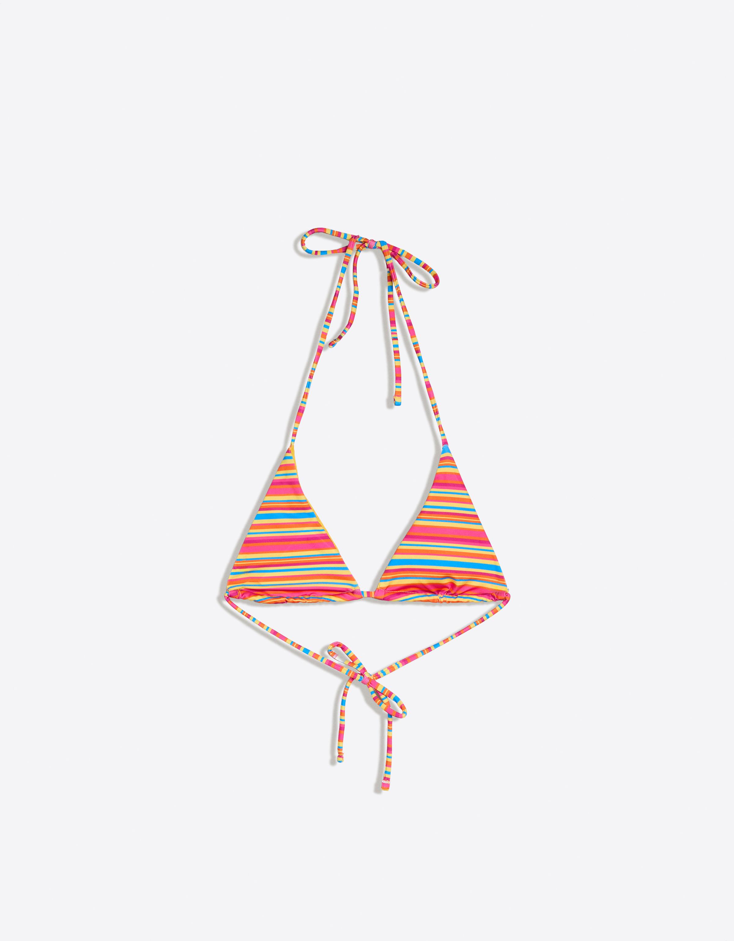 Striped halter bikini top — Pink