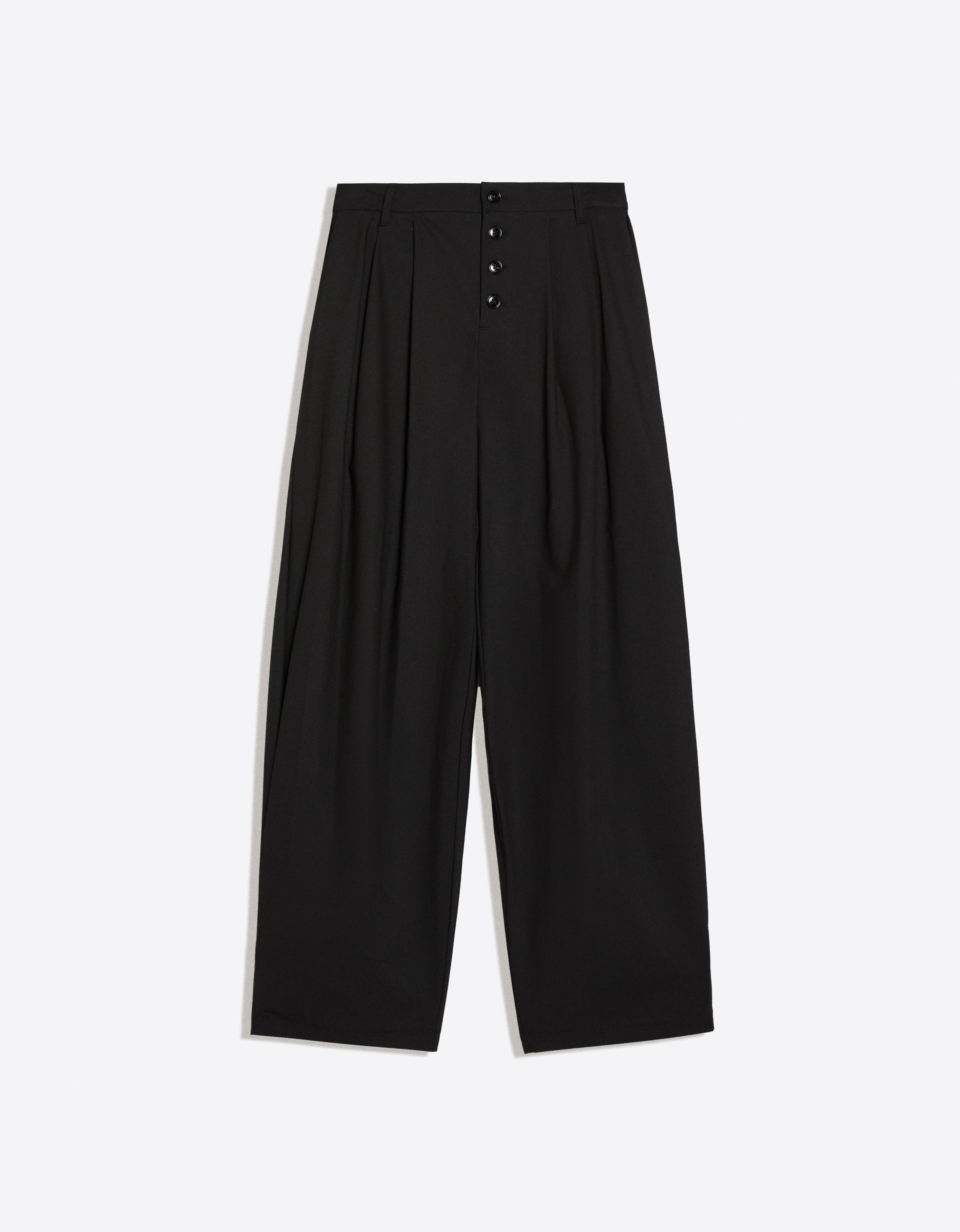 Side-pleat trousers — Black