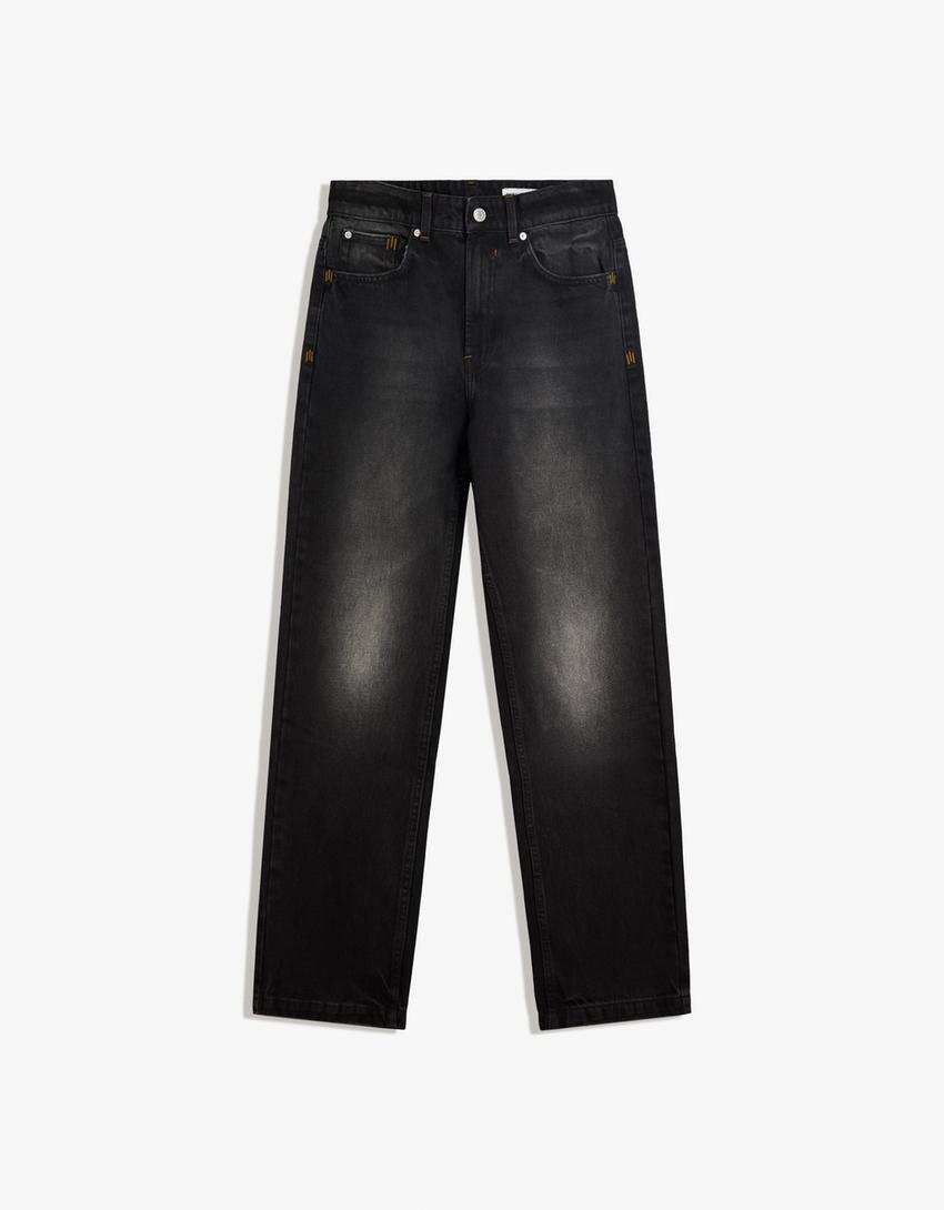 Blugi straight relaxed-Negru-3