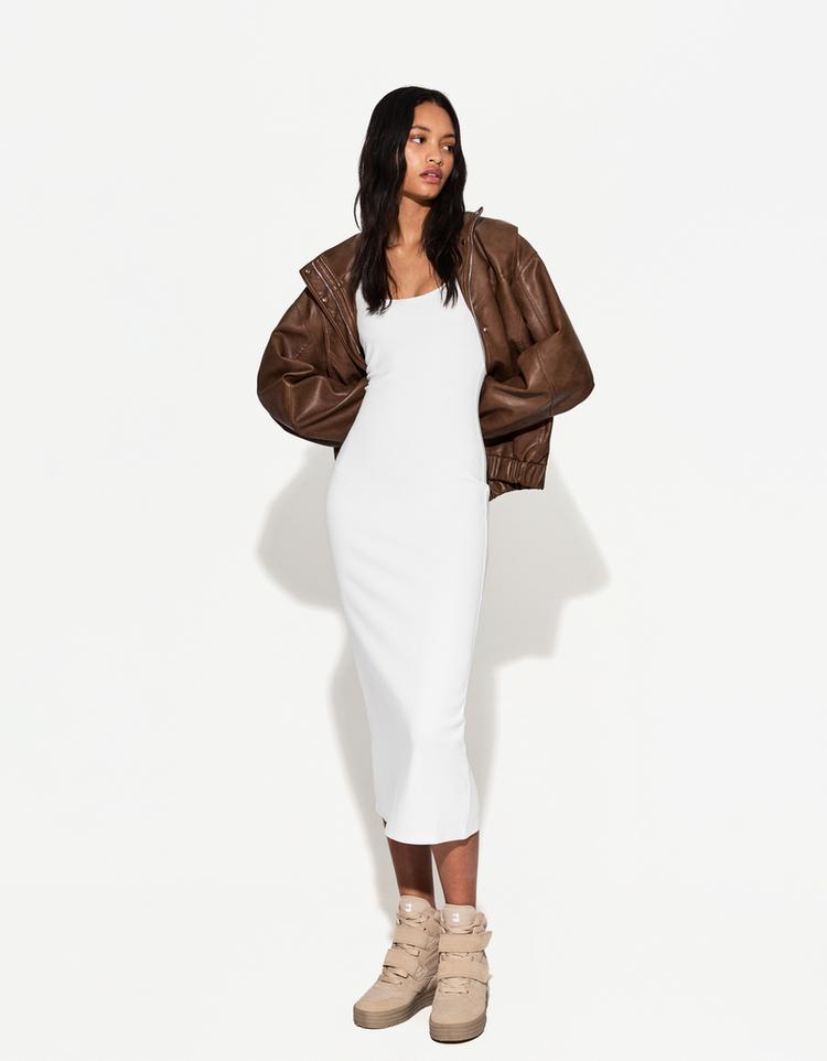 Askılı midi elbise